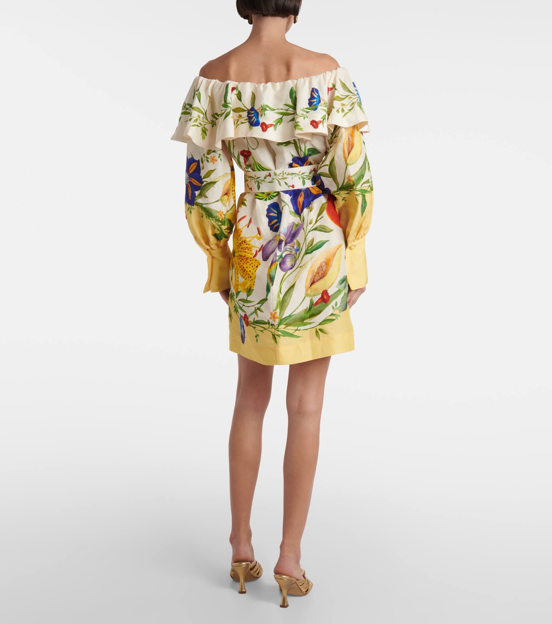 Flores floral linen-blend minidress - 3