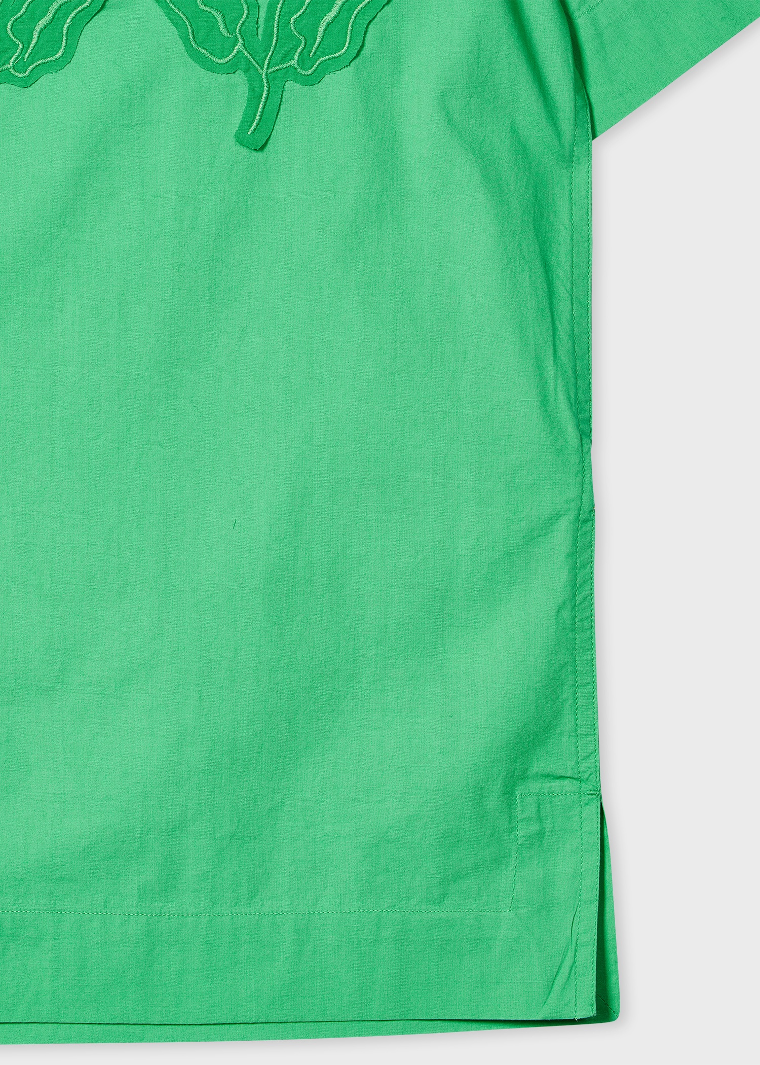 Green Cotton Applique Short-Sleeve Shirt - 4