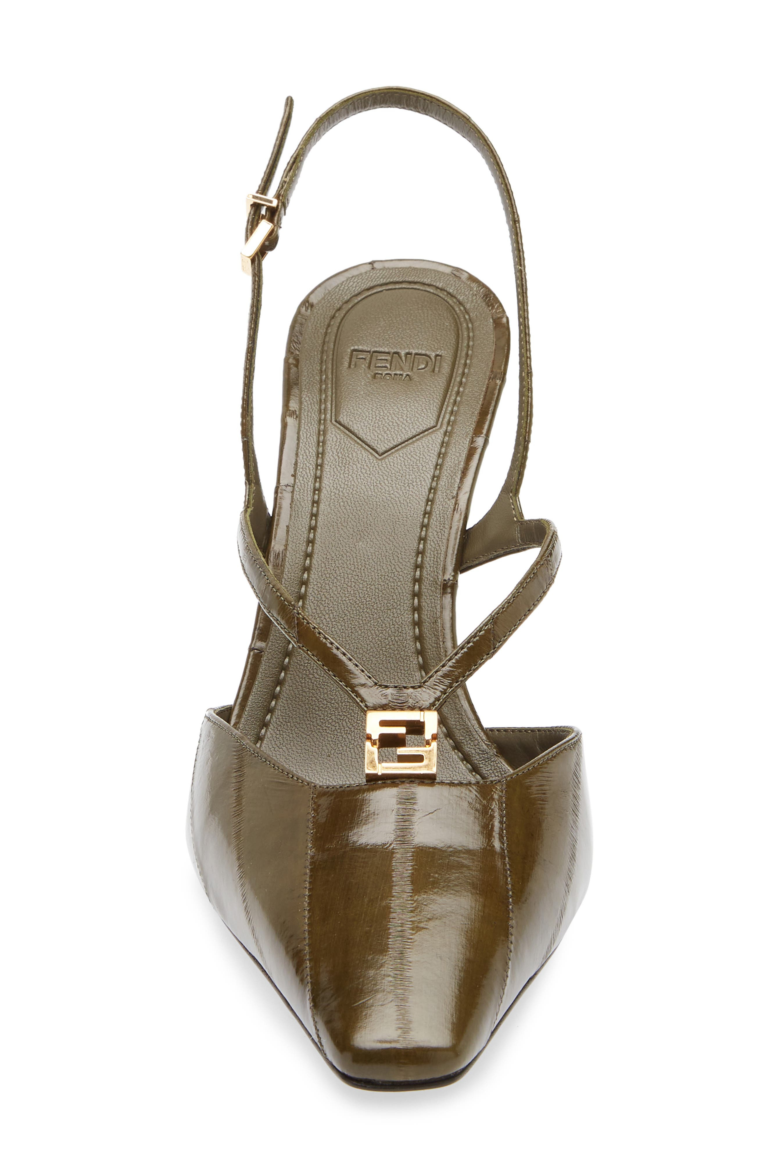Fendi FFold Genuine Eel Pump in Olive at Nordstrom - 4