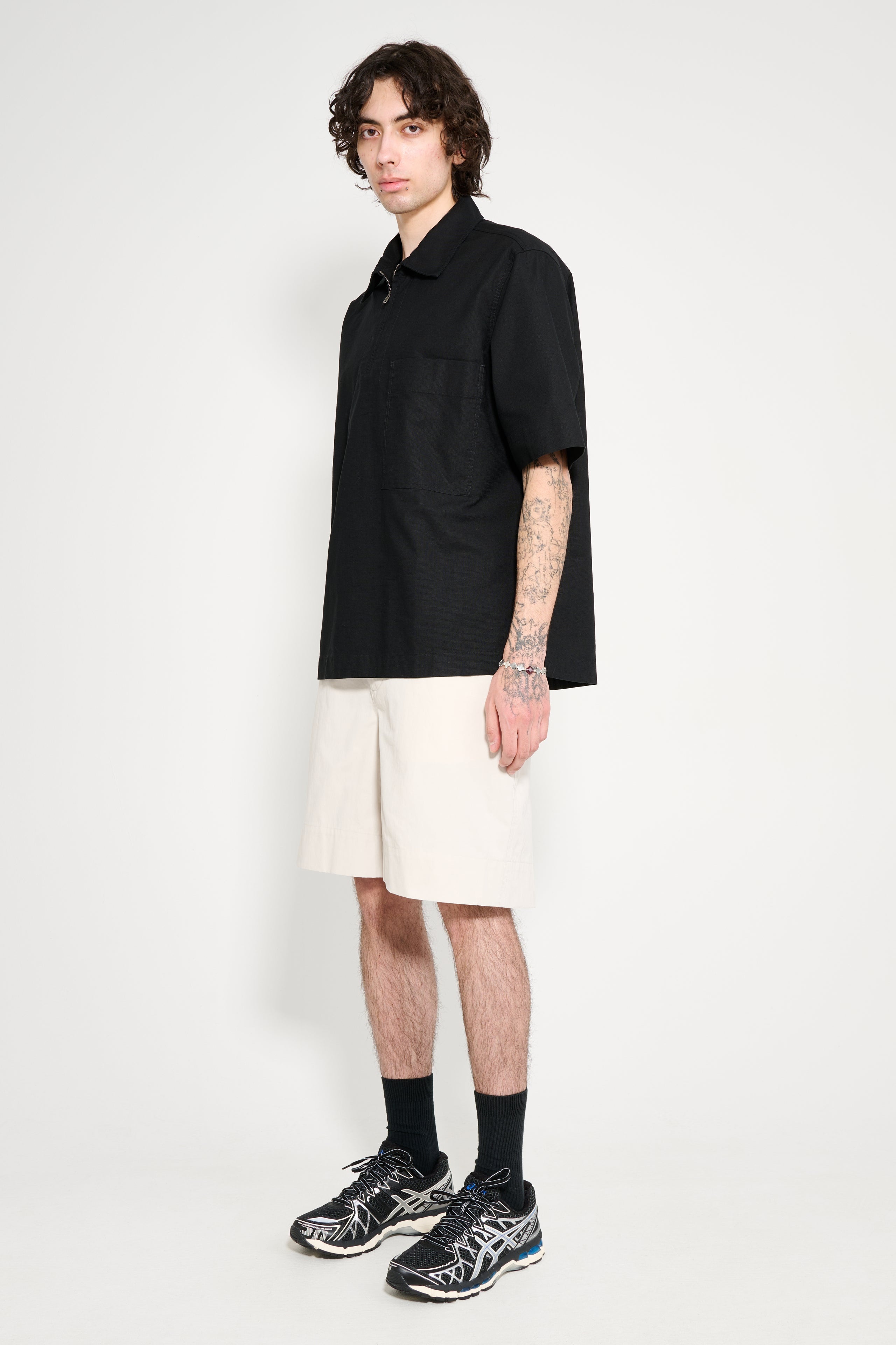 MARGARET HOWELL RELAXED SHORTS HEAVY COTTON POPLIN CHALK - 2