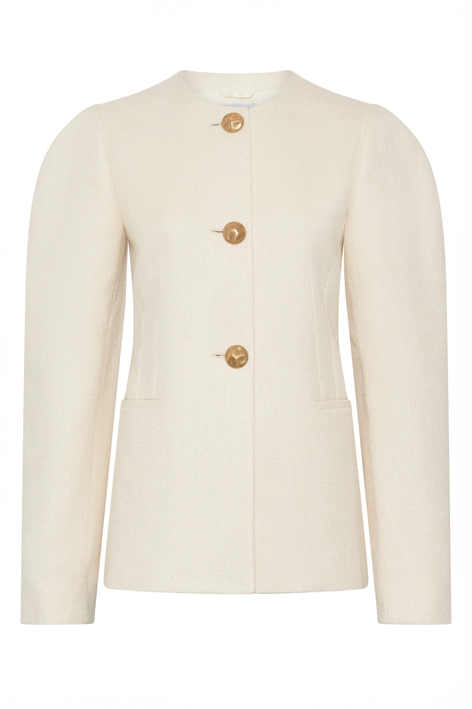 Daelan Jacket in Ivory Virgin Wool Silk Slub - 1