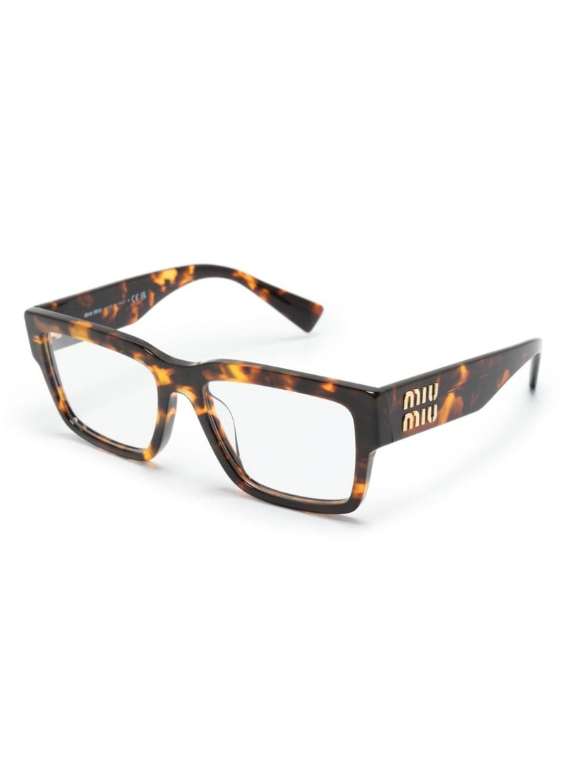 Miu Miu tortoiseshell-effect rectangle-frame glasses outlook
