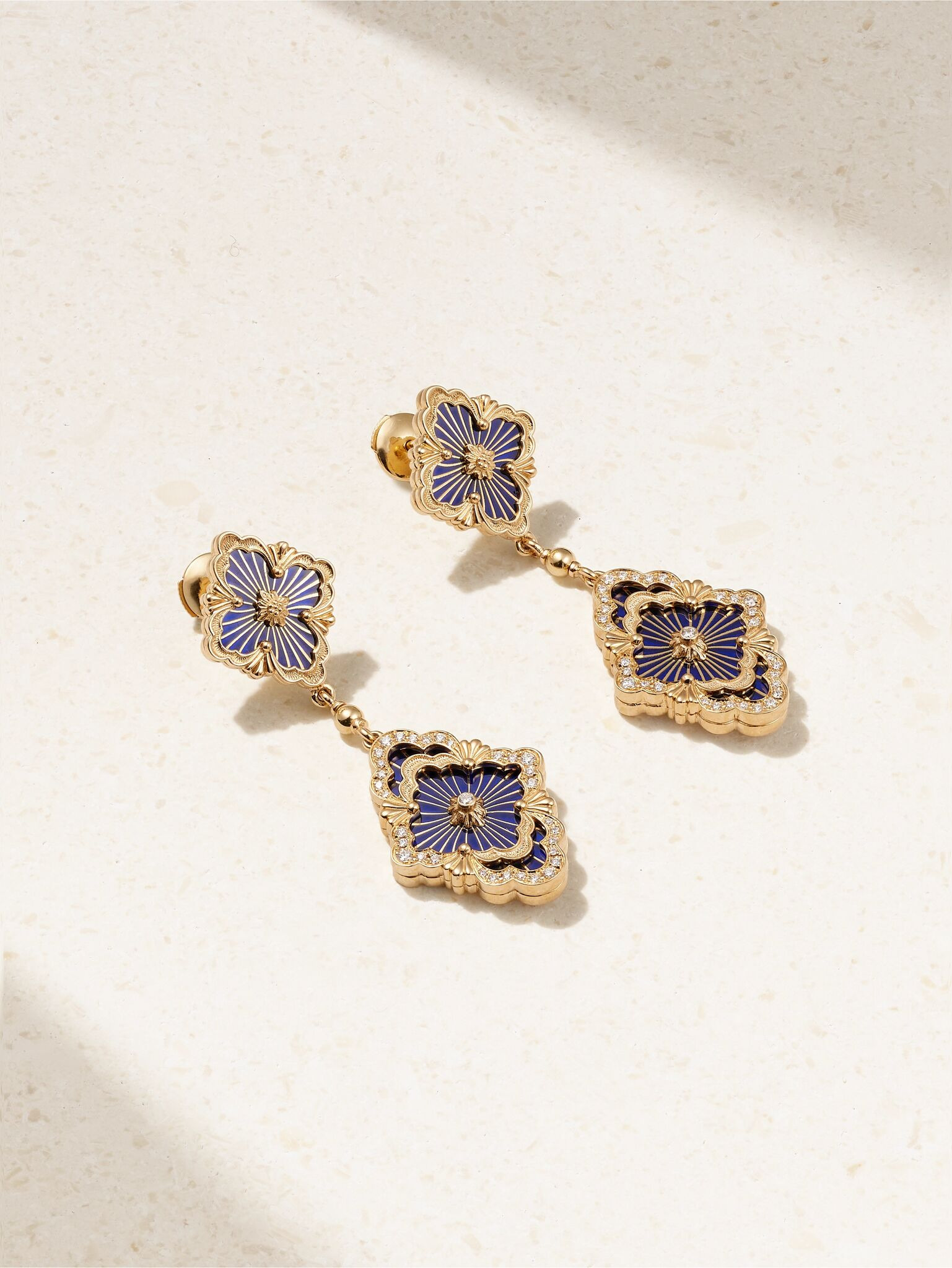 Opera Tulle 18-karat gold, enamel and diamond earrings Gold - 1