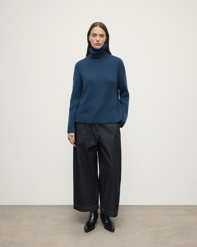 Johnstons of Elgin Roll-Collar Navy Cashmere Jumper outlook