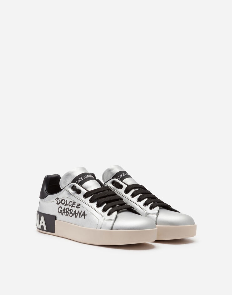 Calfskin nappa Portofino sneakers with lettering print - 2