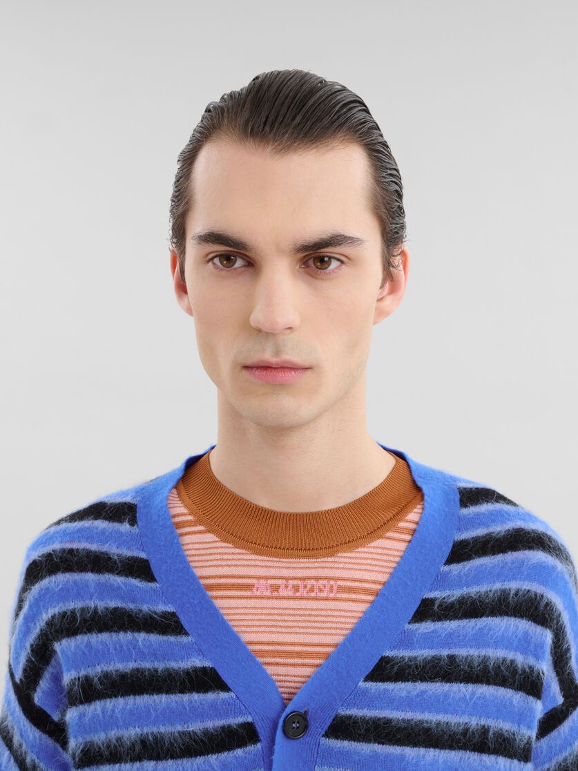BLUE WOOL-MOHAIR STRIPED CARDIGAN - 4