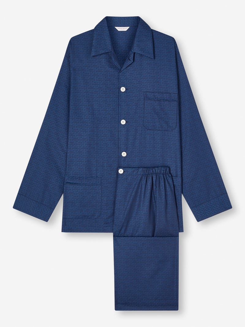 Men's Classic Fit Pyjamas Paris 27 Cotton Jacquard Navy - 1