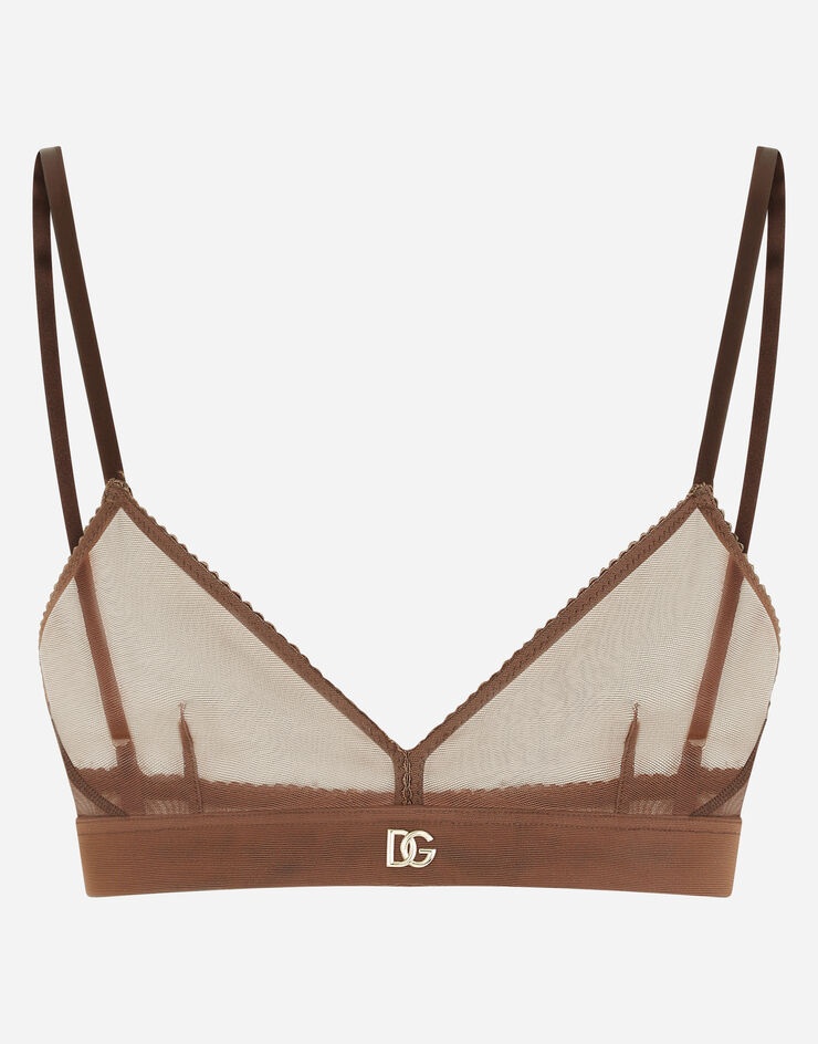 Tulle triangle bra with DG logo - 1