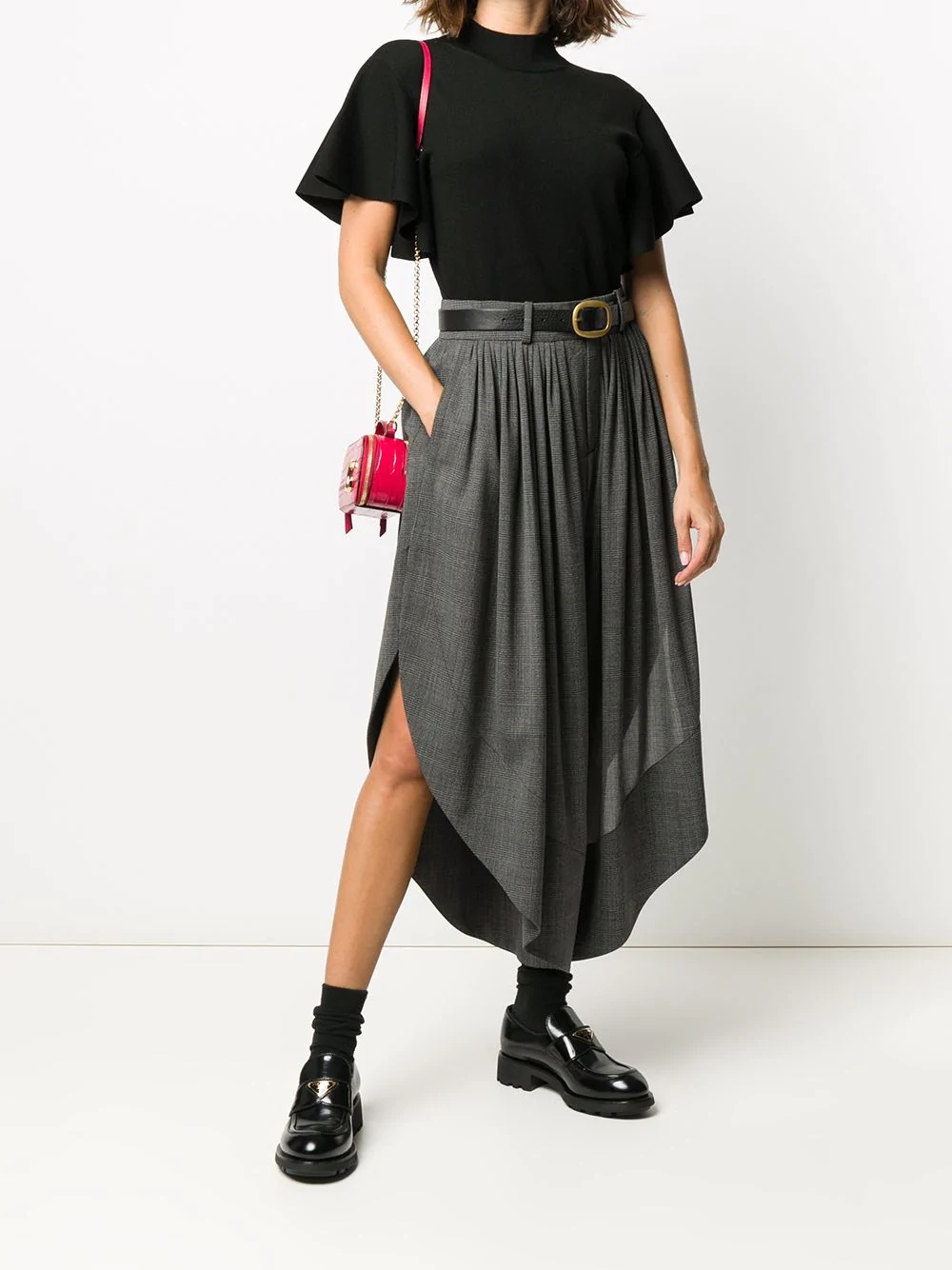 Prince of Wales check twill midi skirt - 2