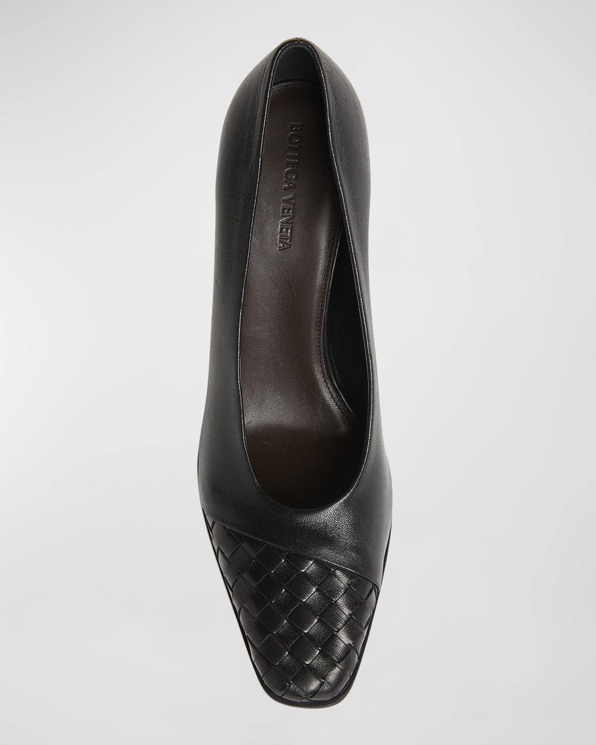 Mixed Leather Block-Heel Pumps - 6
