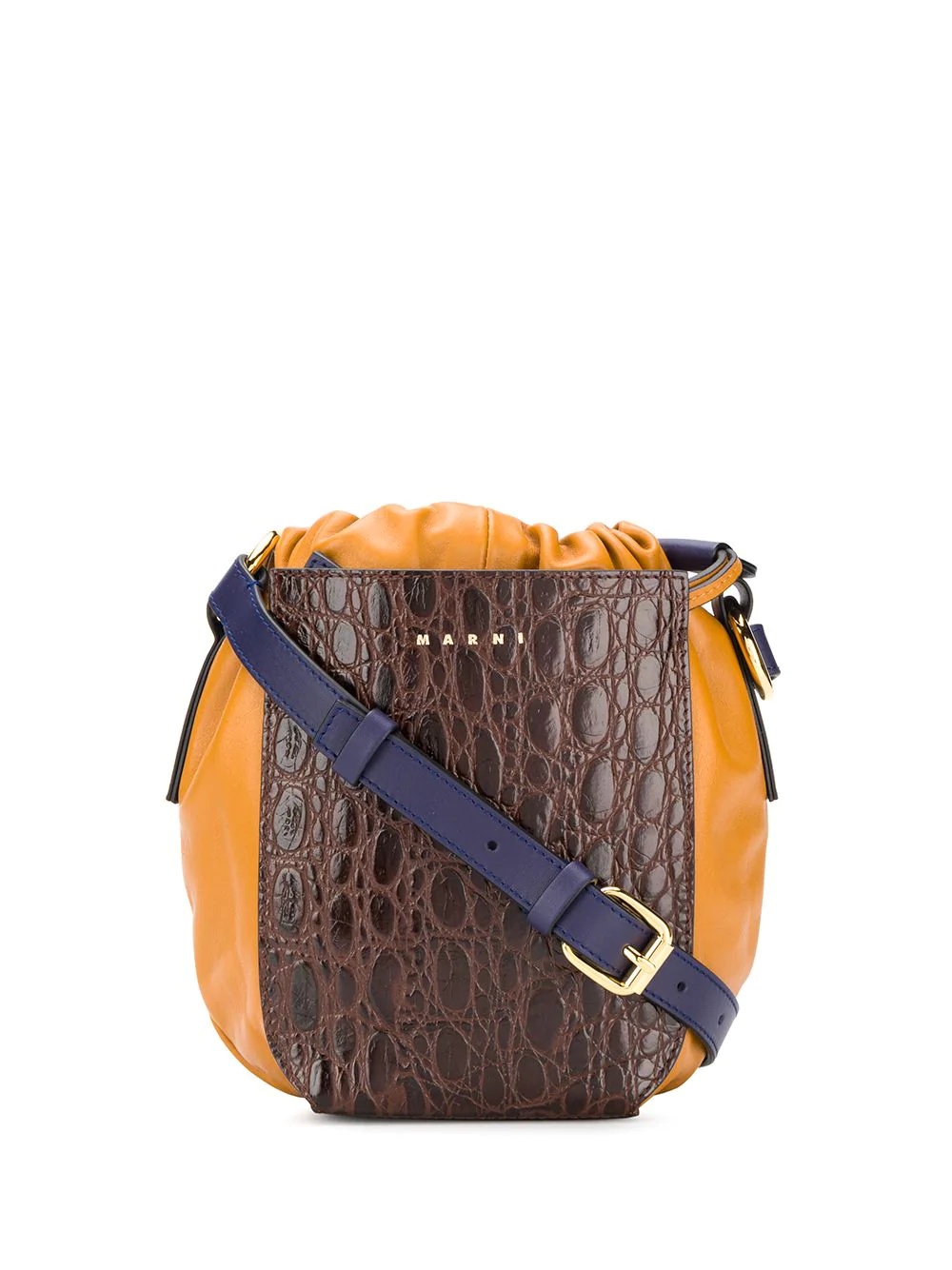 crocodile effect two-tone bucket bag - 1