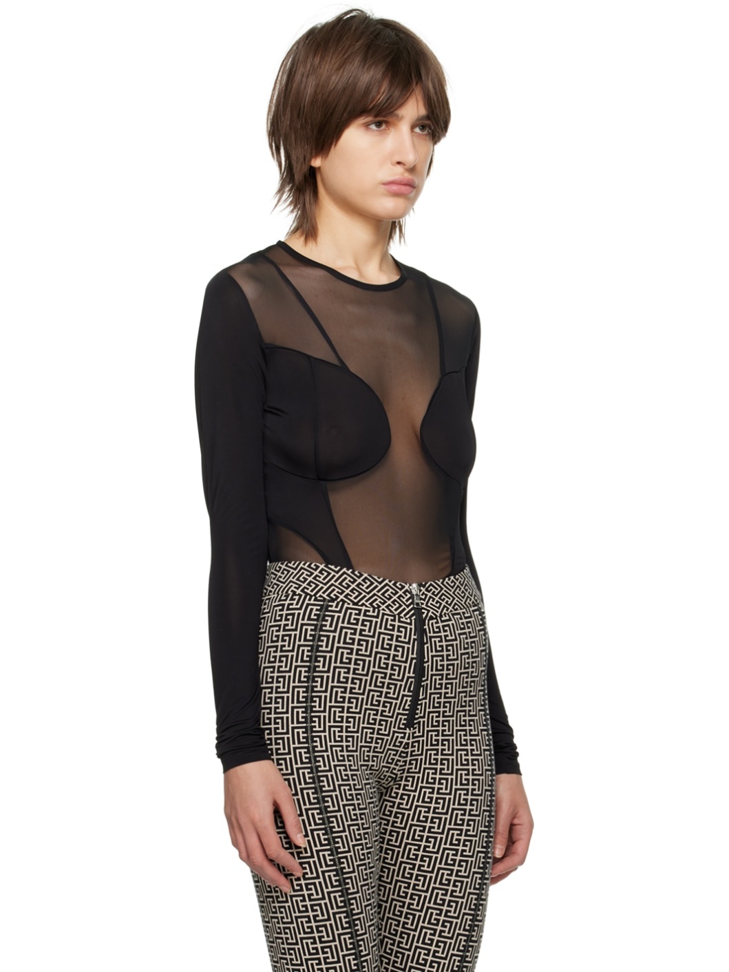 Black Paneled Long Sleeve T-Shirt - 2