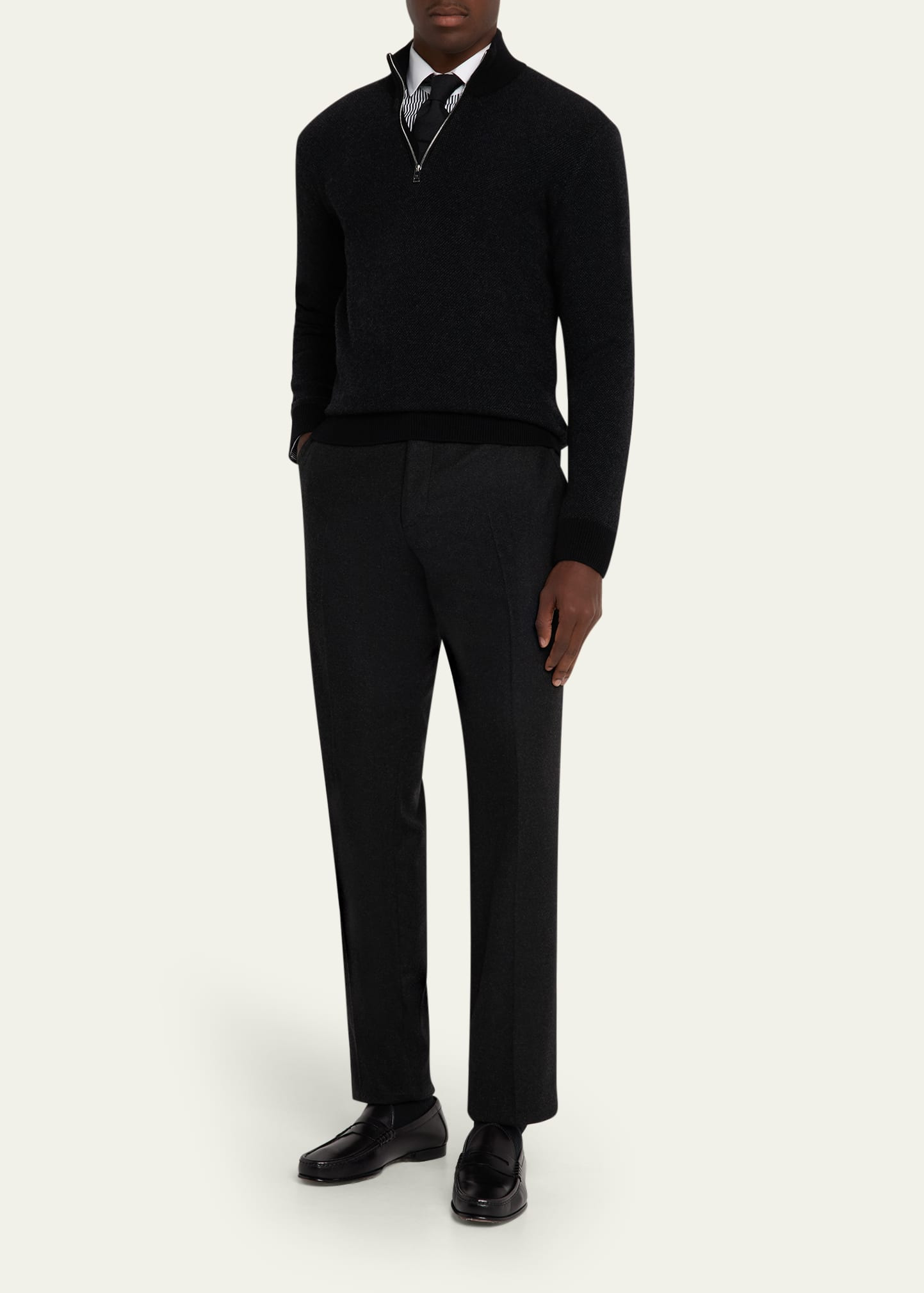 Men's Cashmere Birdseye Quarter-Zip Sweater - 2