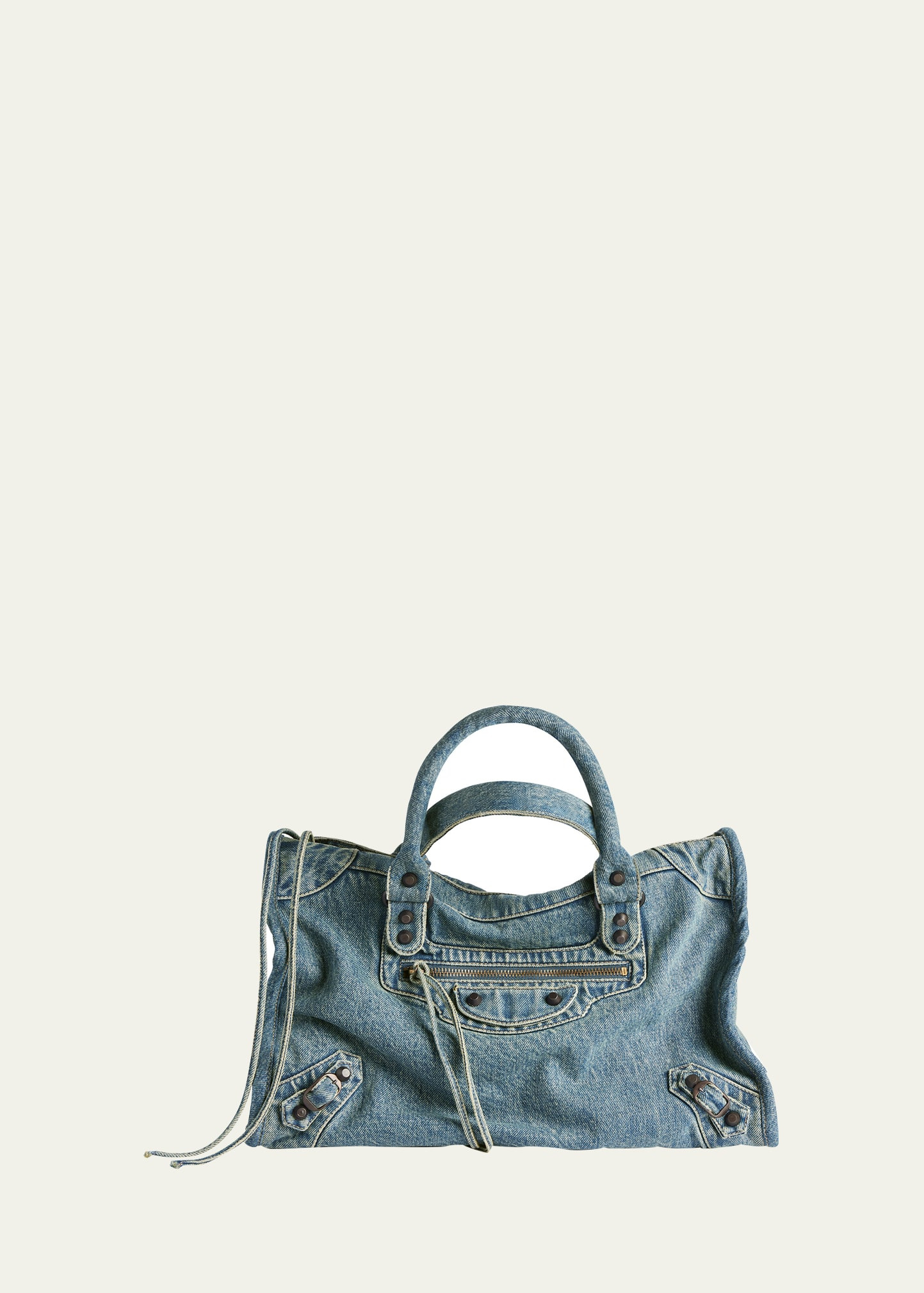 Le City Medium Washed Denim Shoulder Bag - 1