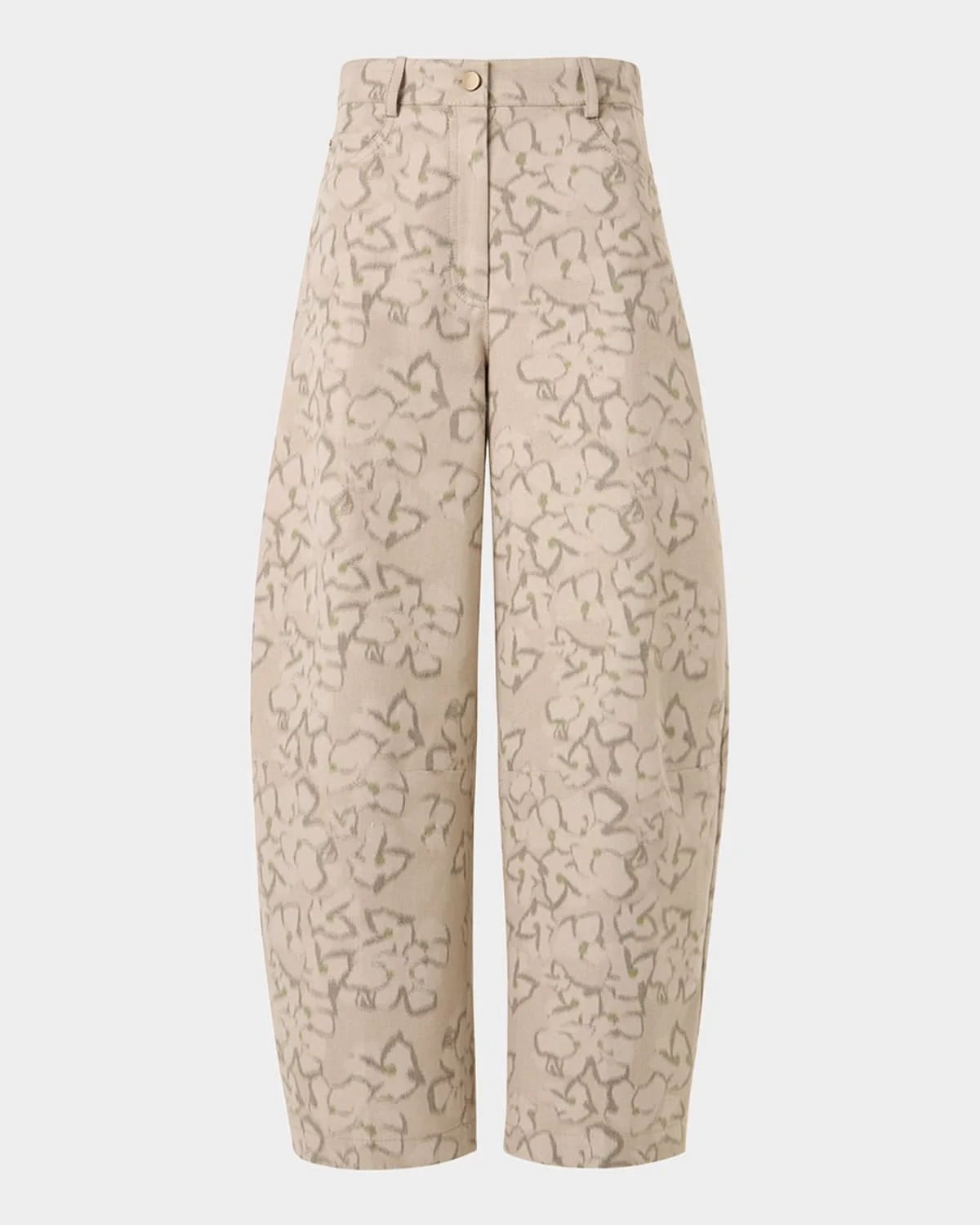 Farrow Ikat Flower-Print Cotton Barrel-Leg Ankle Pants - 1