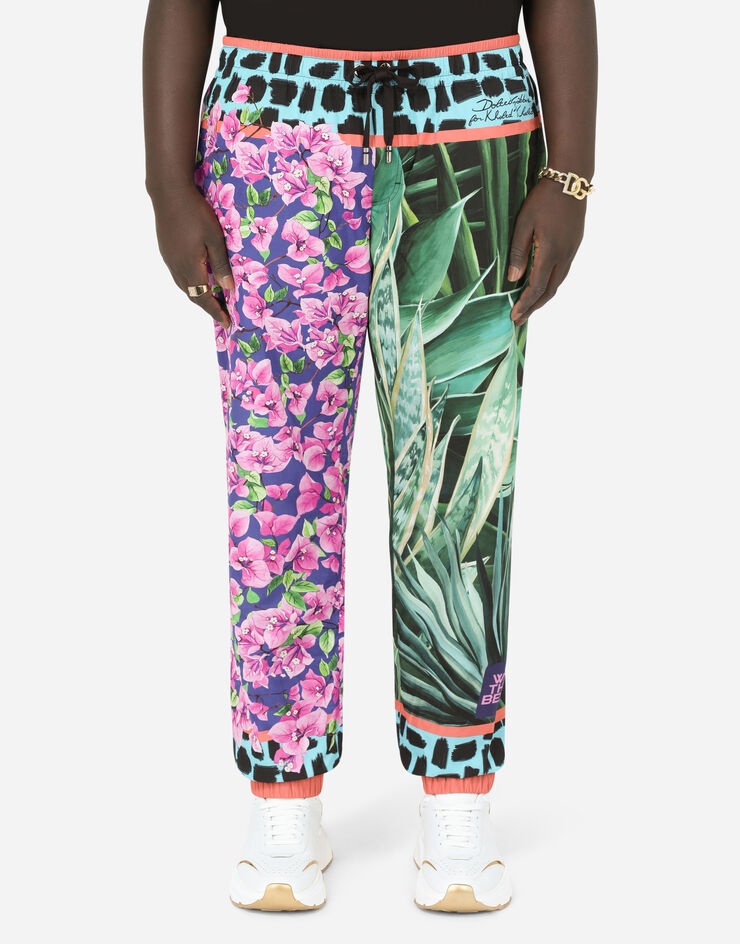 Jersey jogging pants with jungle mix print - 5