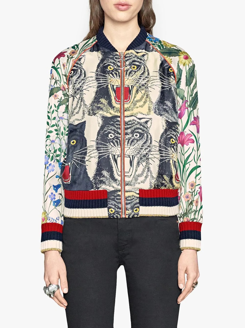 Patchwork print silk bomber - 3