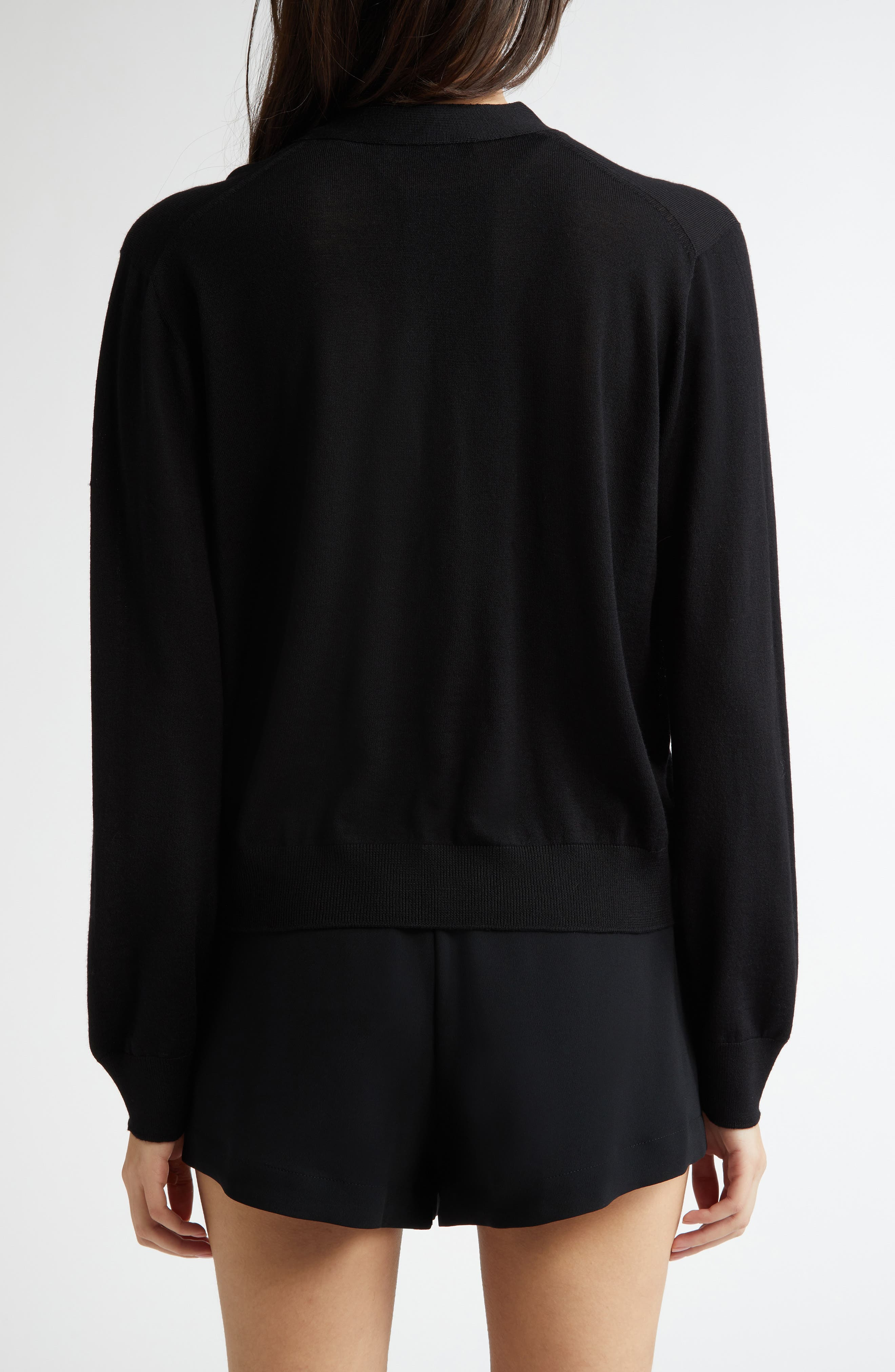 Johnstons of Elgin Superfine Merino Wool V-Neck Cardigan in Black at Nordstrom - 2