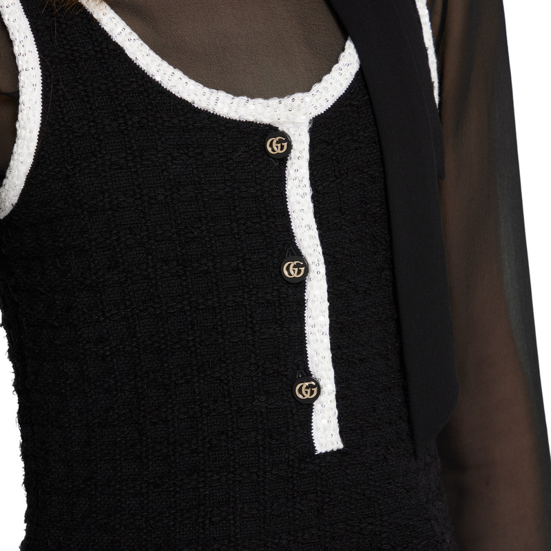 Tweed wool dress with embroidery 5