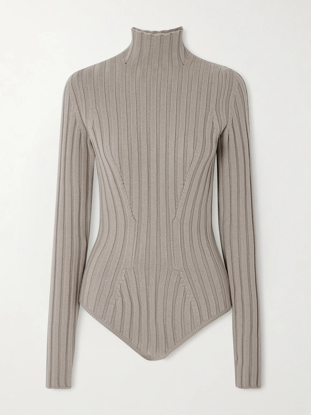 Ribbed Wool Turtleneck Bodysuit - 1