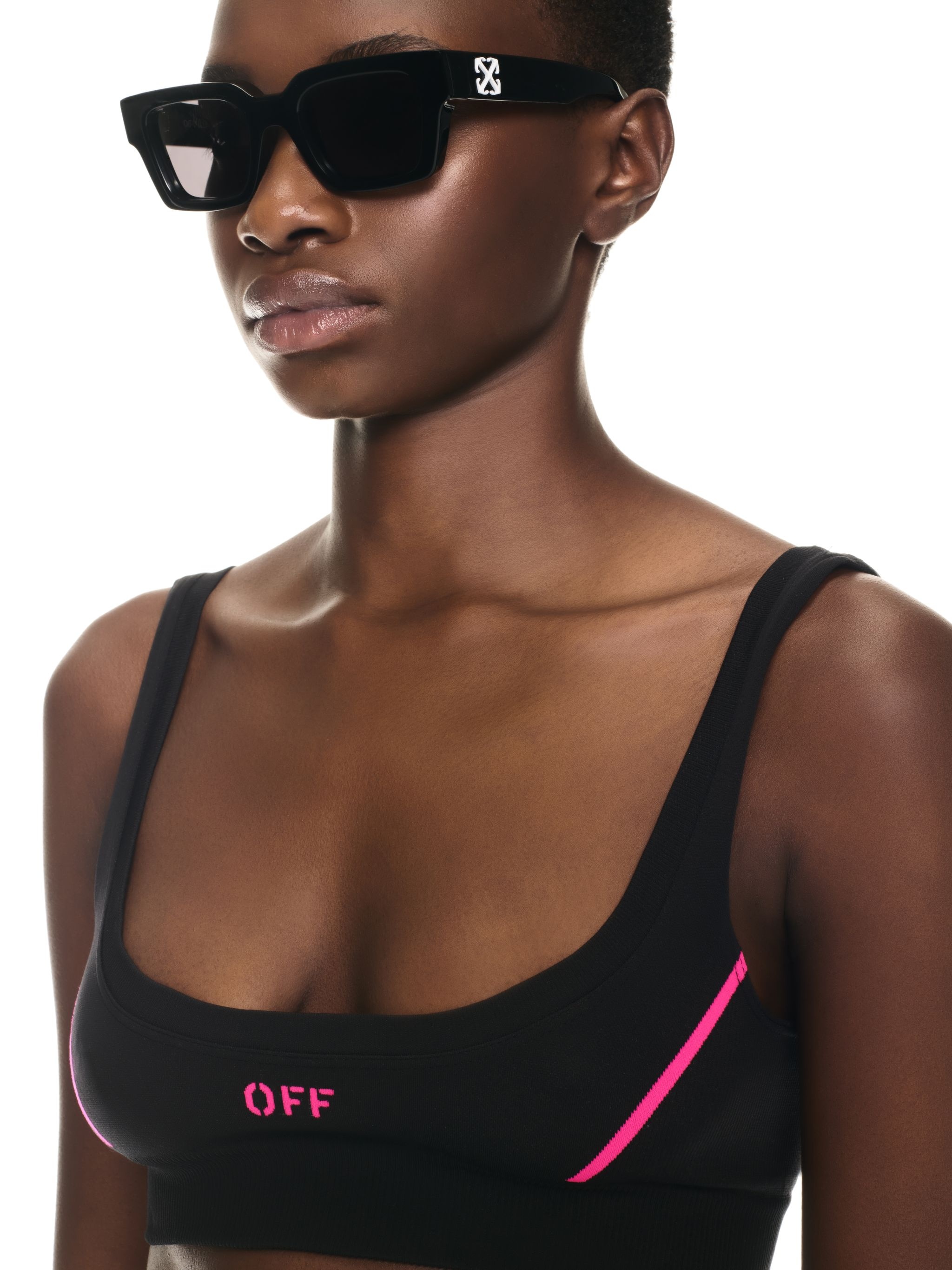 Black/pink Off Stamp Seamless Bra - 5