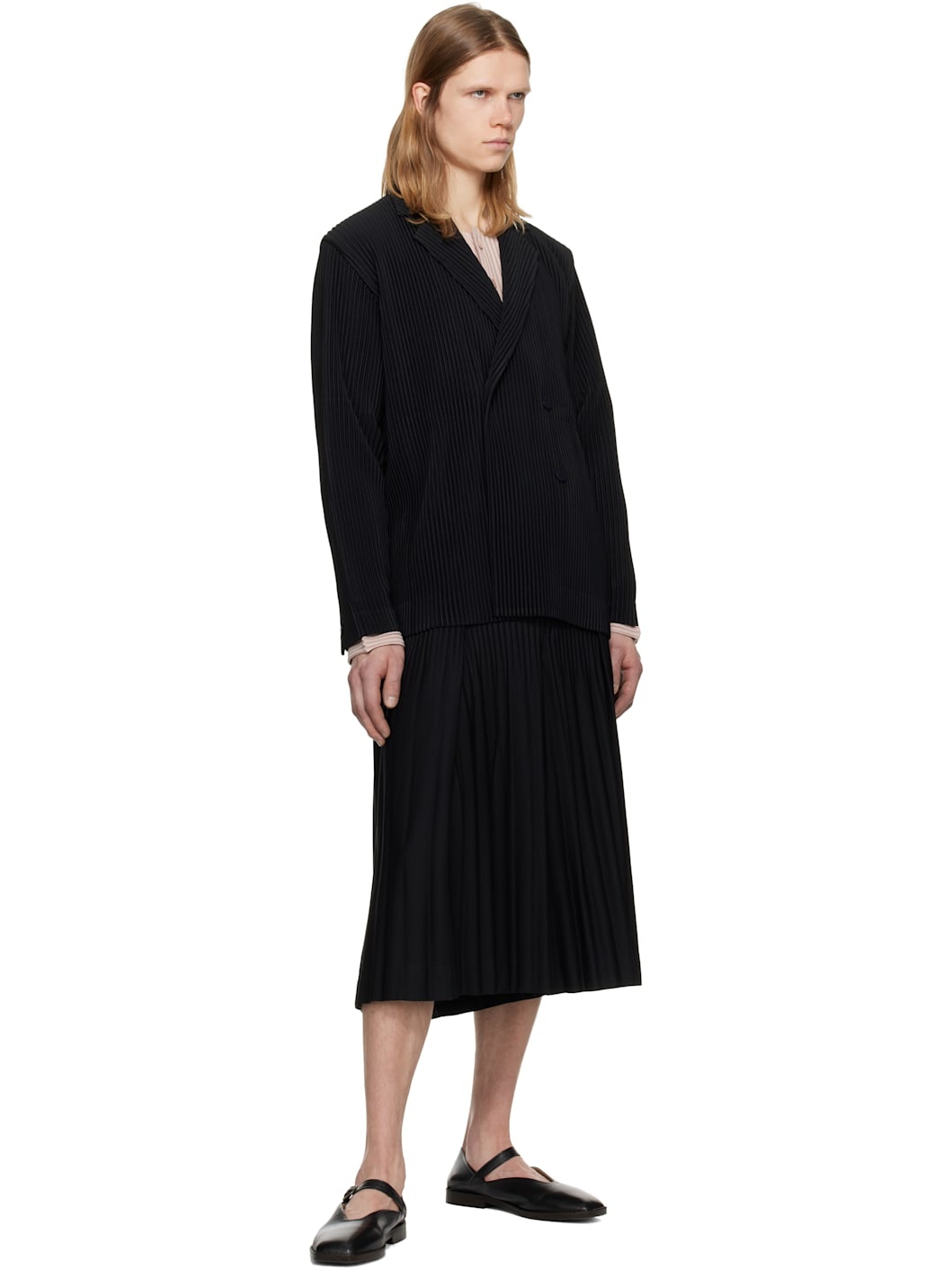 Black Tailored Pleats 1 Blazer - 4