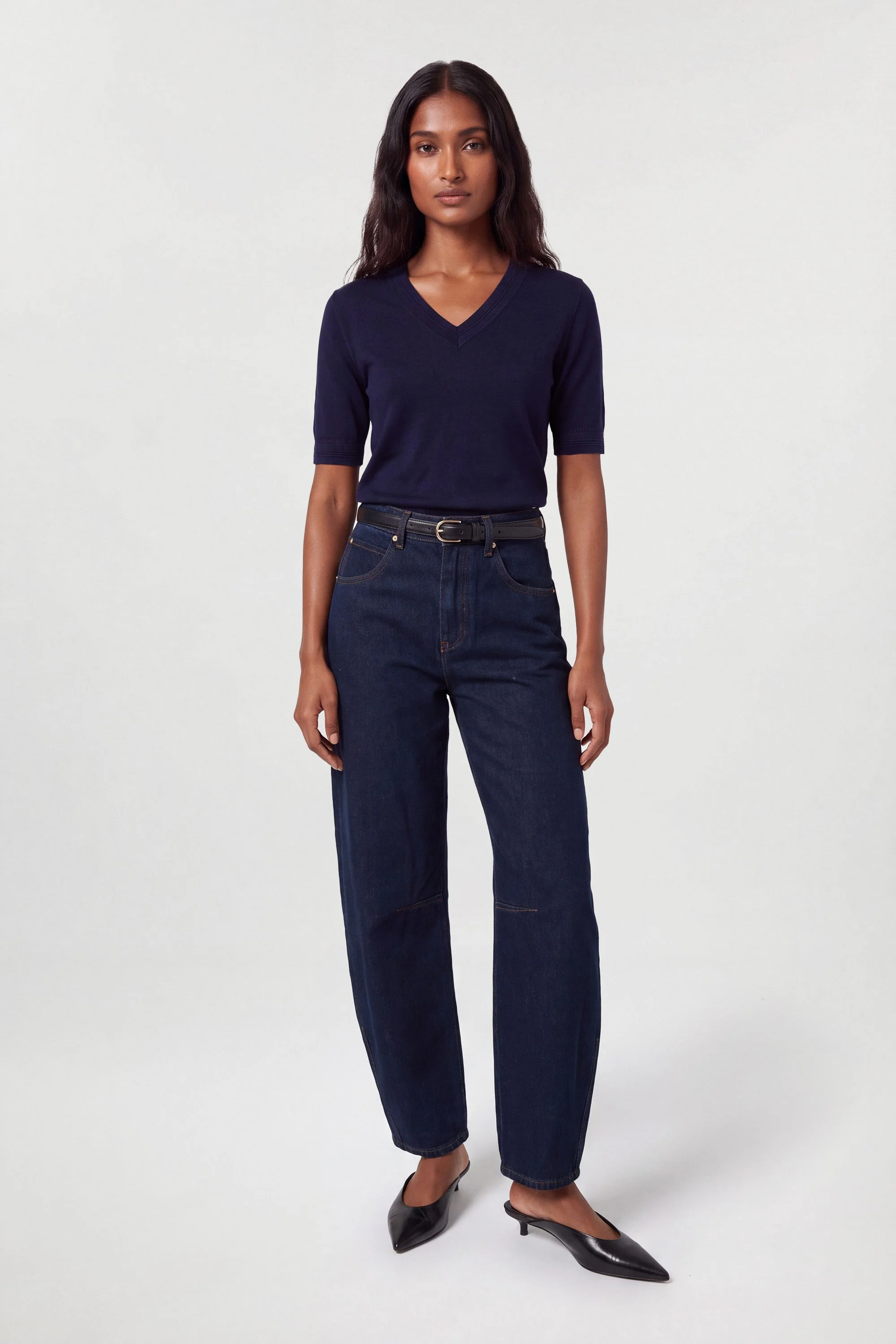 Forever Viscose Blend V Neck Knitted Short Sleeve Top - 1