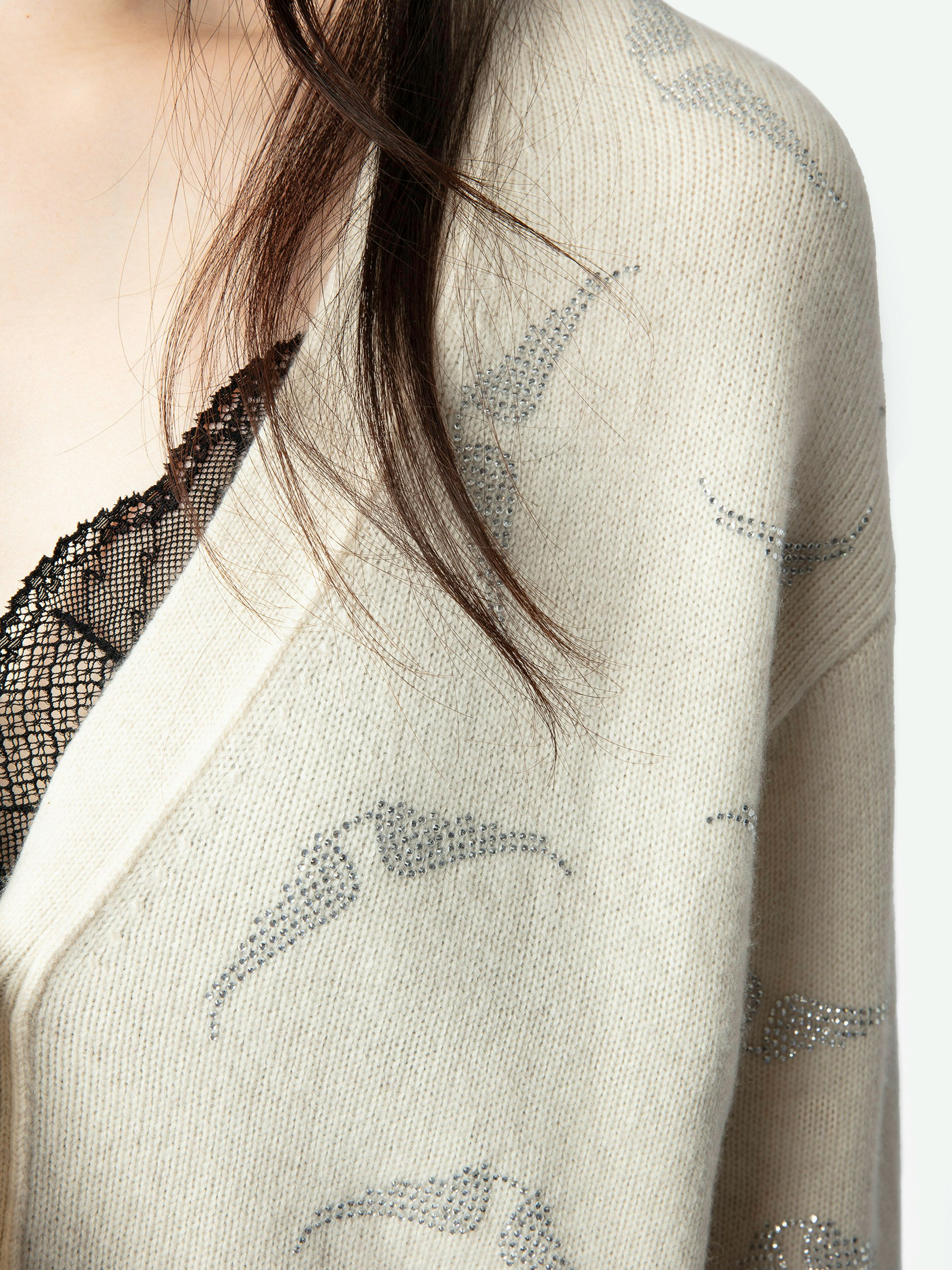 Mirka Diamanté Wings Cashmere Cardigan - 6