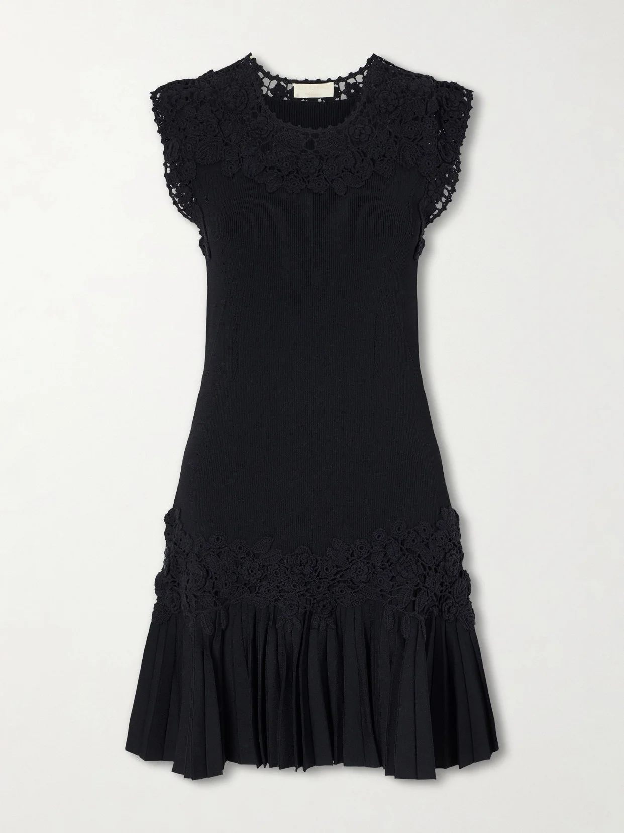 Noemie Crochet-trimmed Ribbed Mini Dress - 1