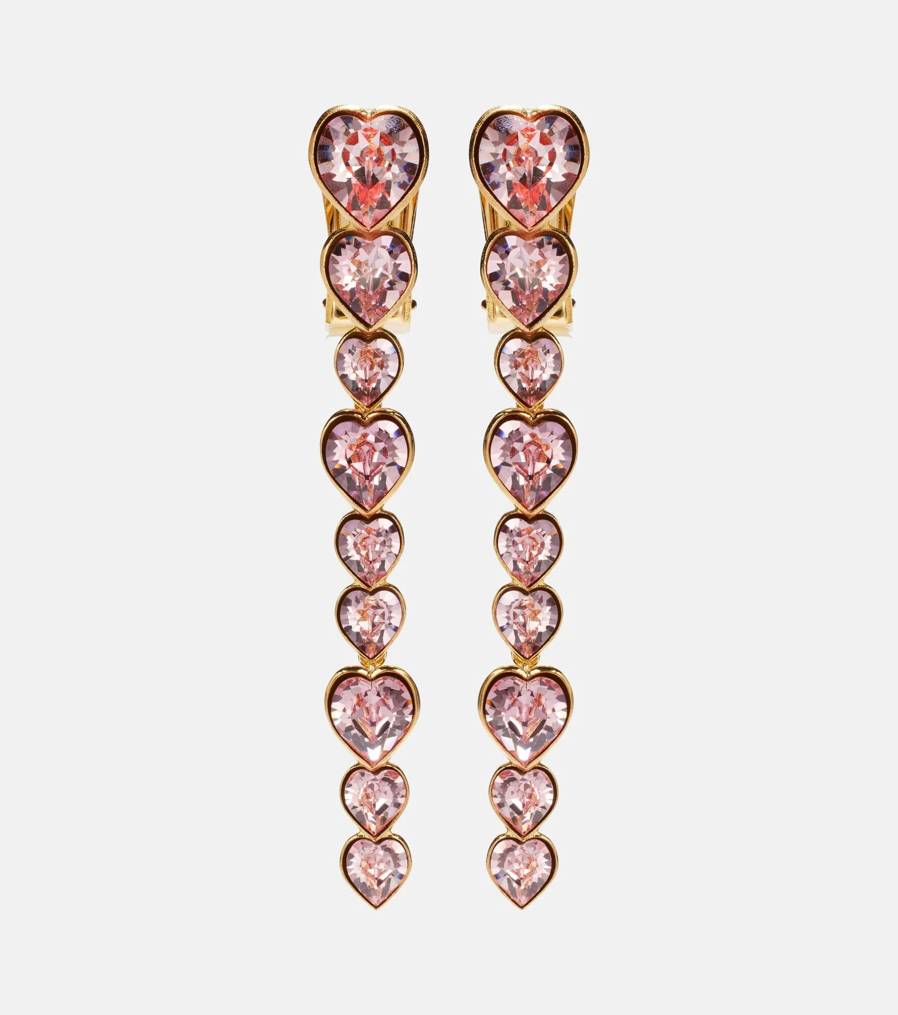 Heart crystal-embellished clip-on earrings - 1