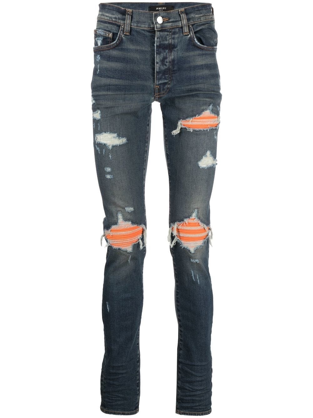 distressed panelled skinny jeans - 1