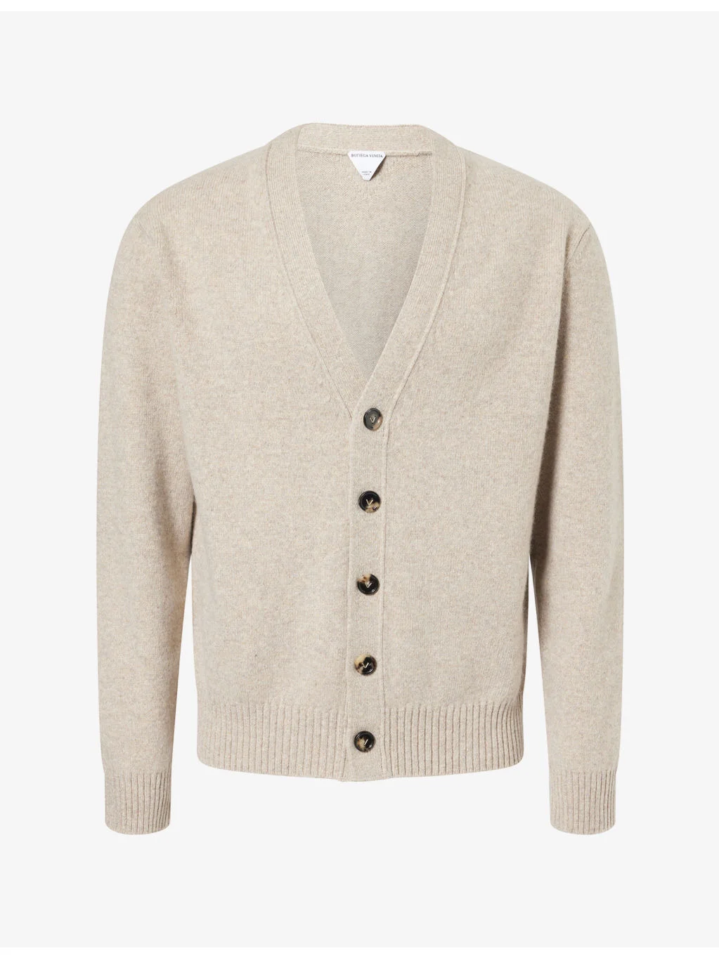 Intrecciato Elbow-Patch Cashmere-Blend Cardigan - 1