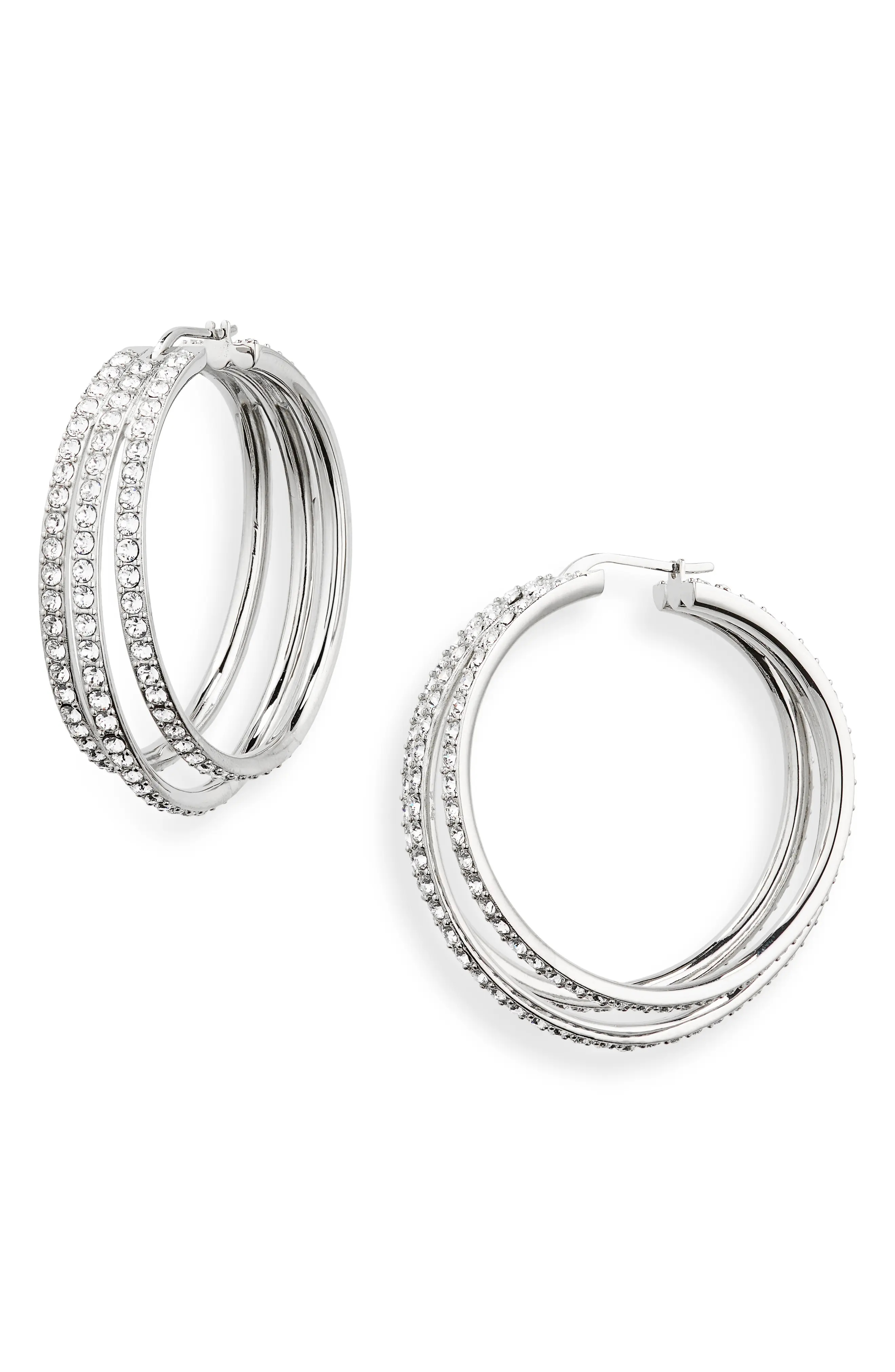 Vittoria Hoop Earrings in White Crystal/Silver Base - 1