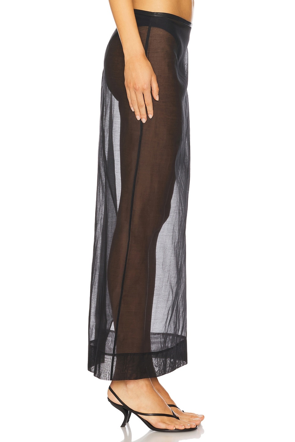 Sheer Leather Trim Skirt - 3