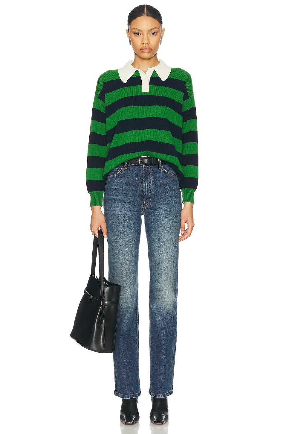 Edith Stripe Polo Sweater - 4