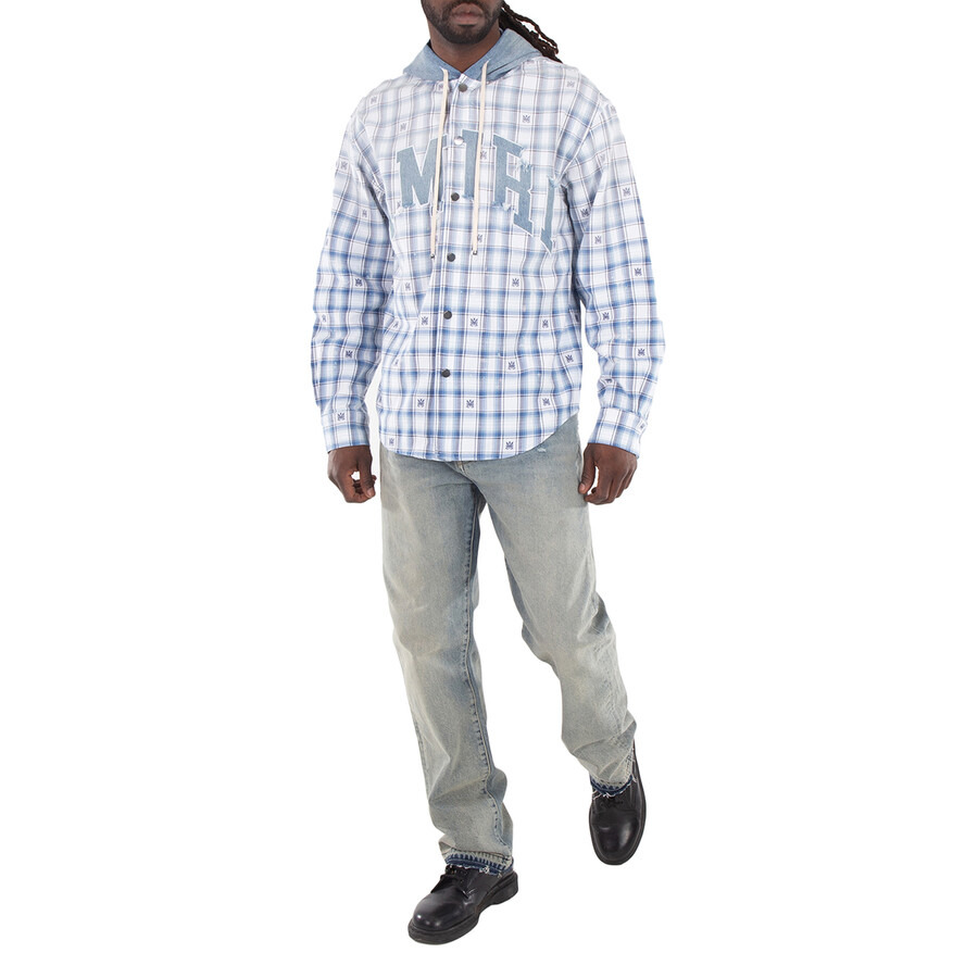 Amiri Men's Cerulean Hooded Cotton Overshirt - 6