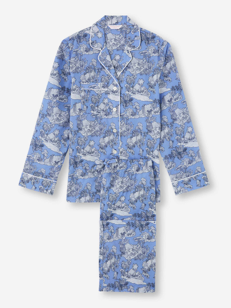 Women's Pajamas Cotton Batiste Blue Island Hopping Print 1