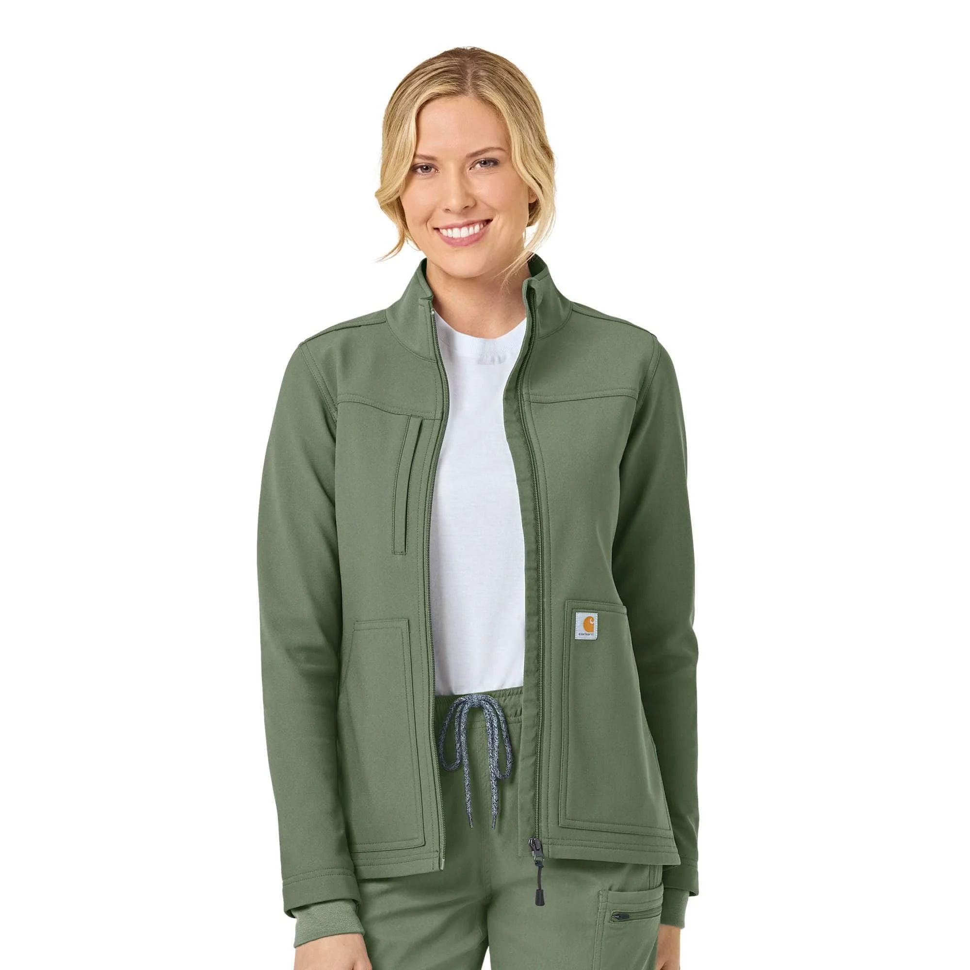 Women's Rugged Flex® Peak Bonded Fleece Scrub Jacket - 1