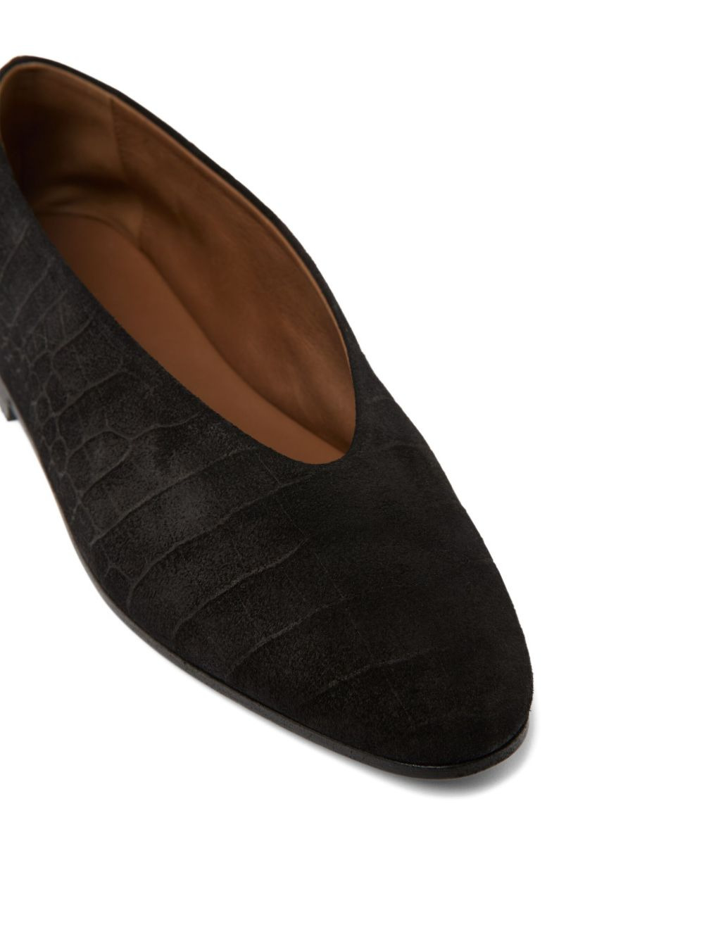 crocodile-effect ballet flats - 4