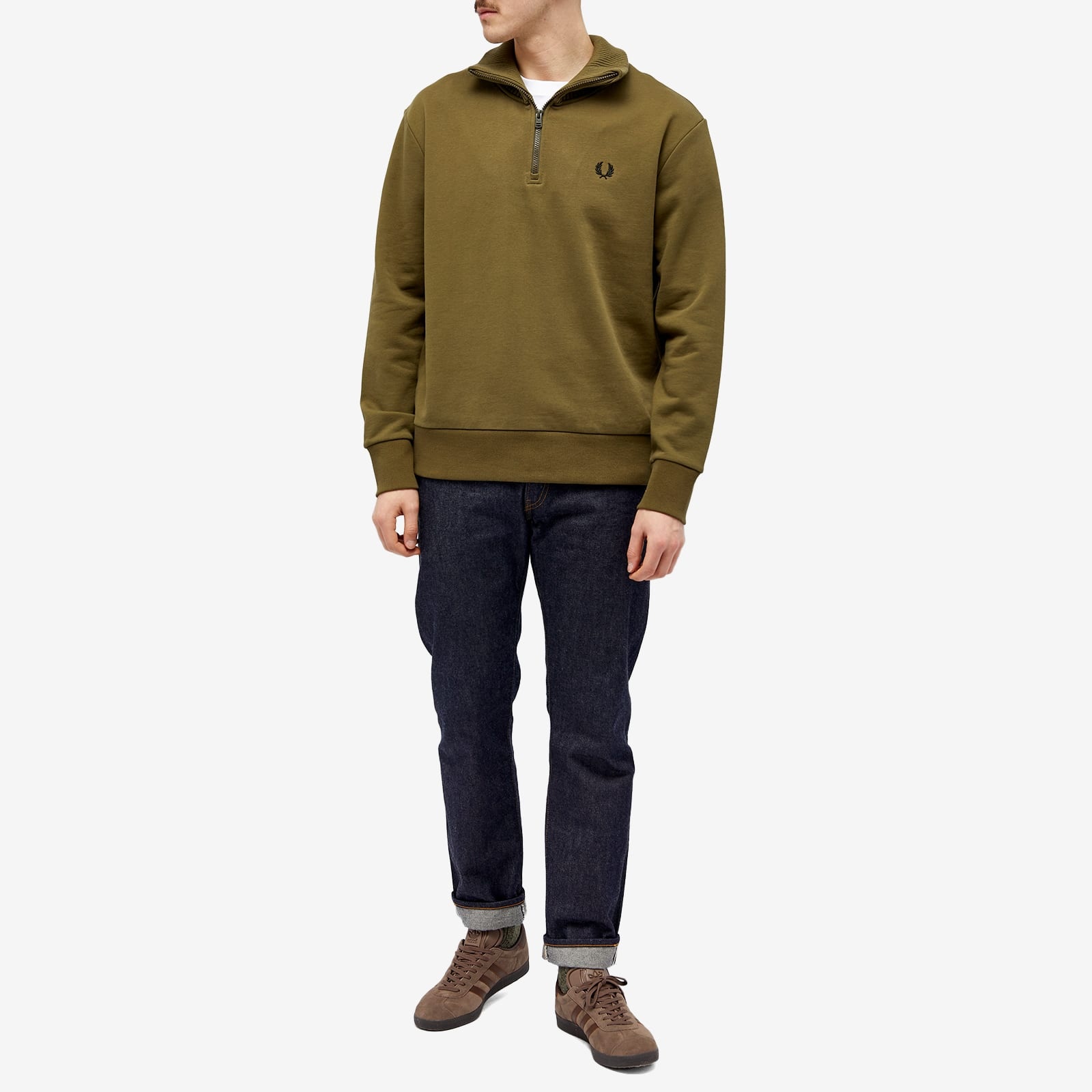 Fred Perry Knitted Trim Zip Neck Sweatshirt - 4