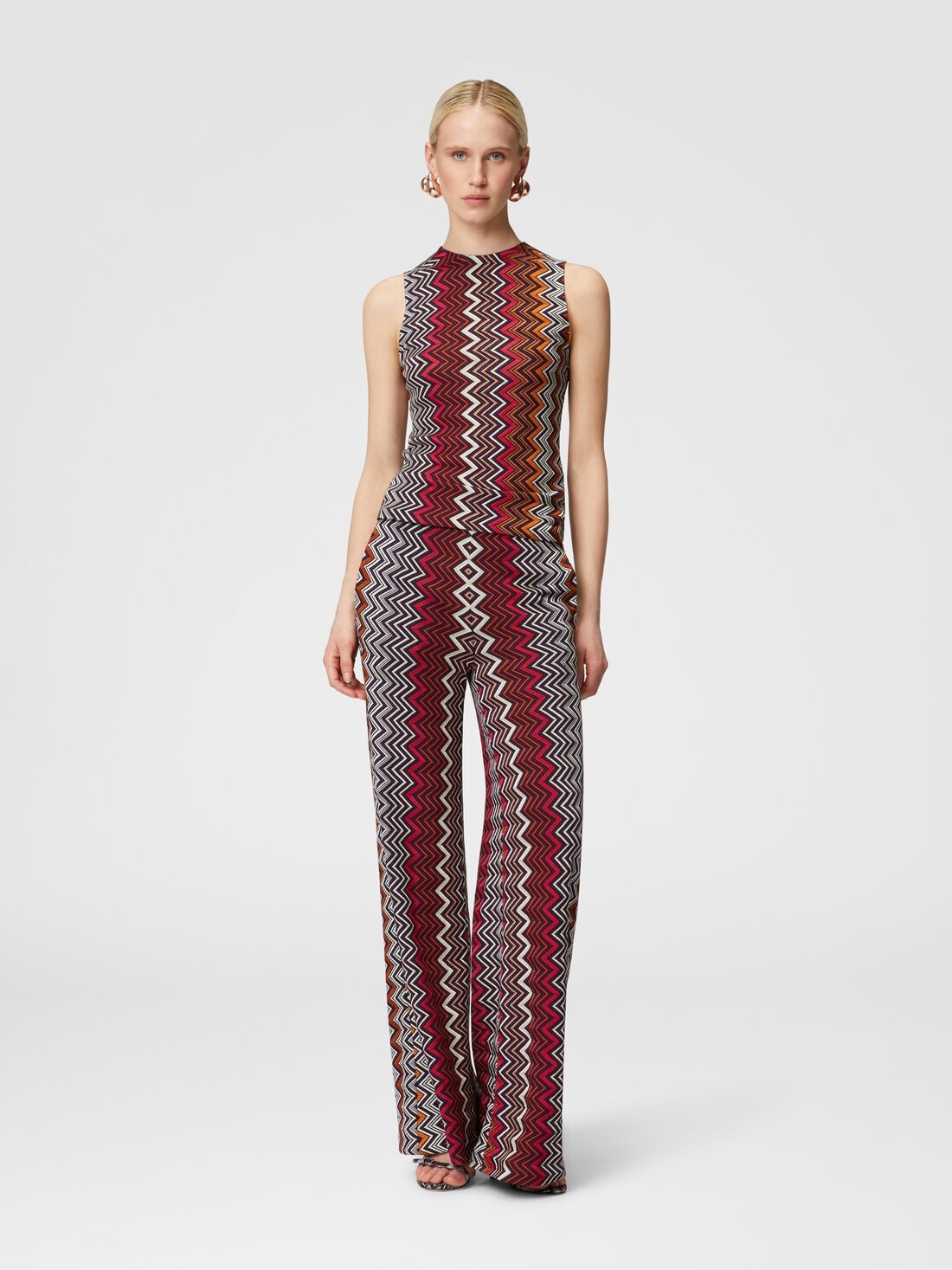 Sleeveless top in wool and zigzag viscose - 2