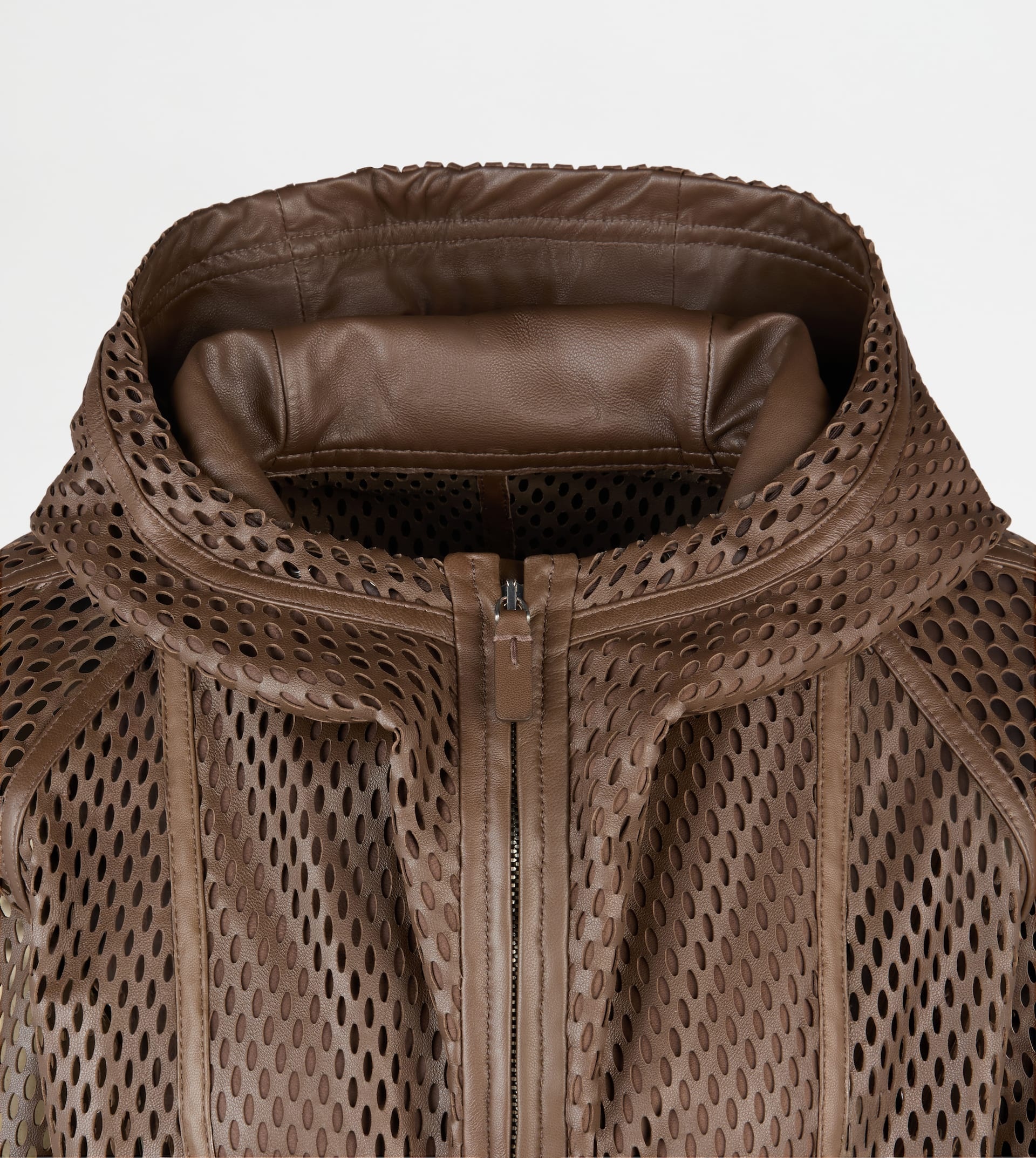WINDBREAKER IN PERFORATED LEATHER - BROWN - 7