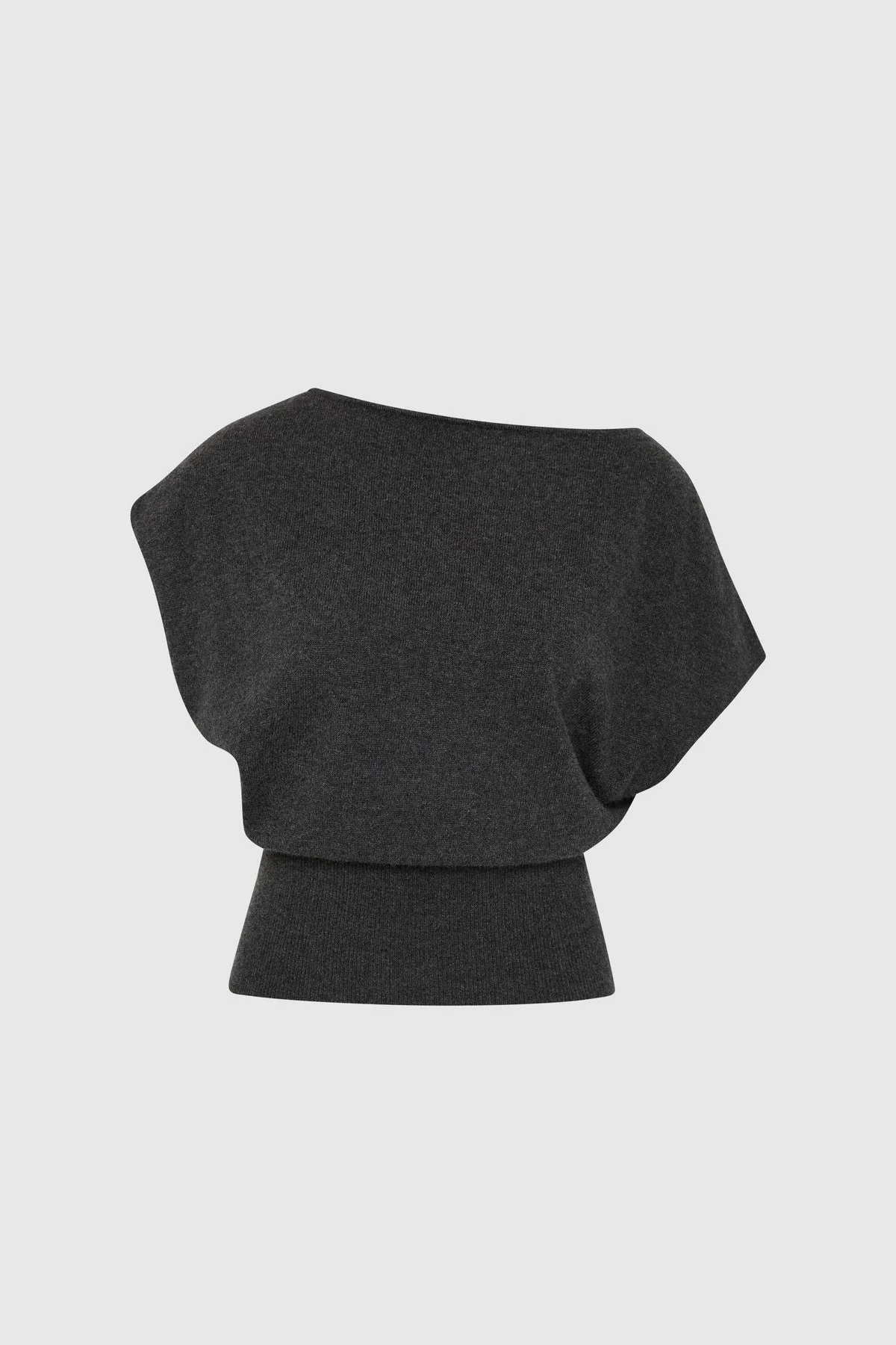 Cashmere Asymm Top - Charcoal Melange - 1