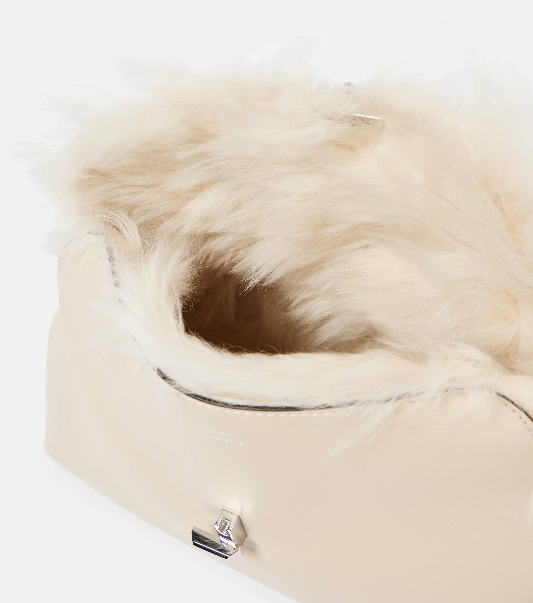 T-Lock shearling-lined leather clutch - 3