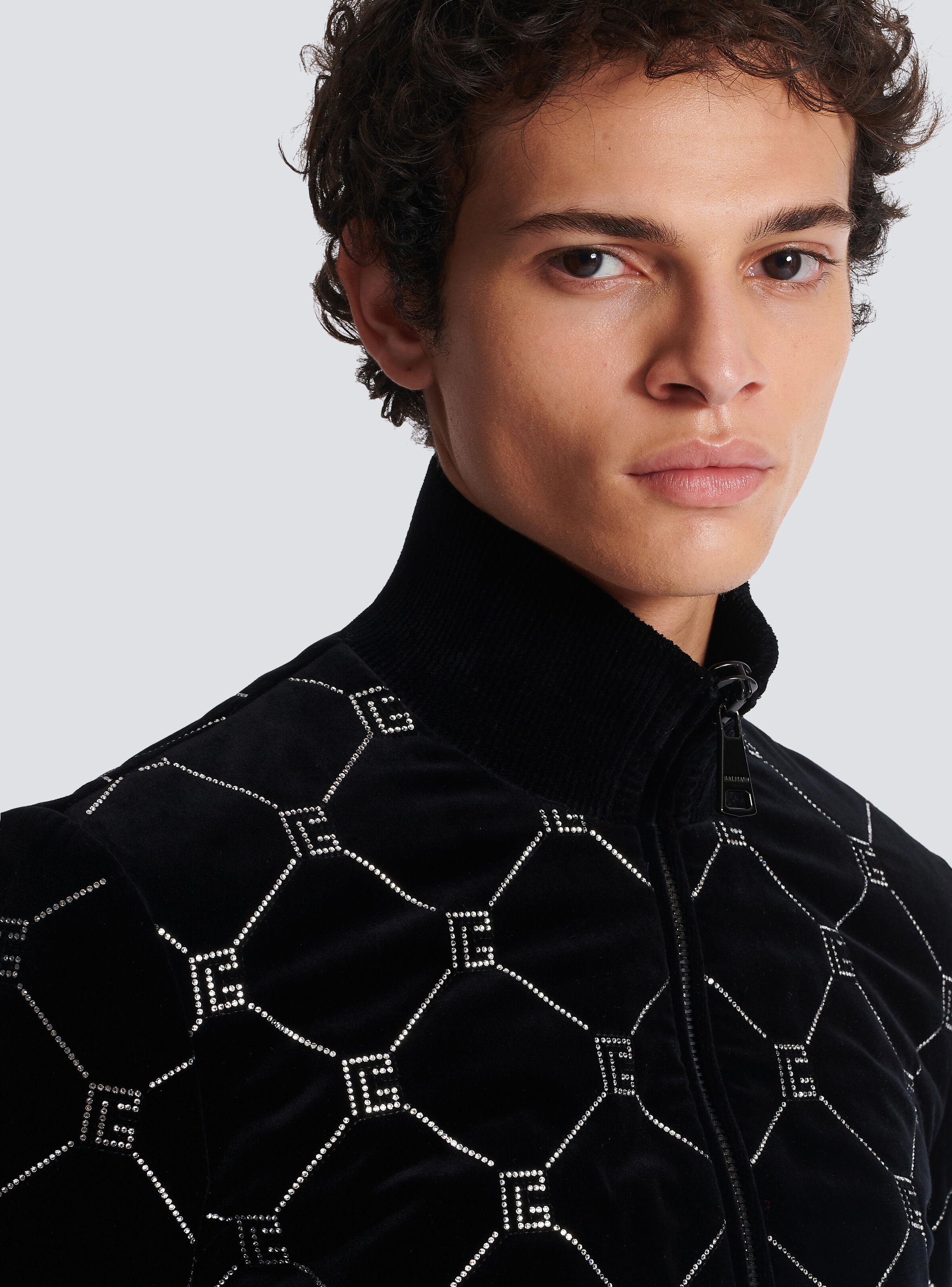 Quilted rhinestone bomber jacket - 7