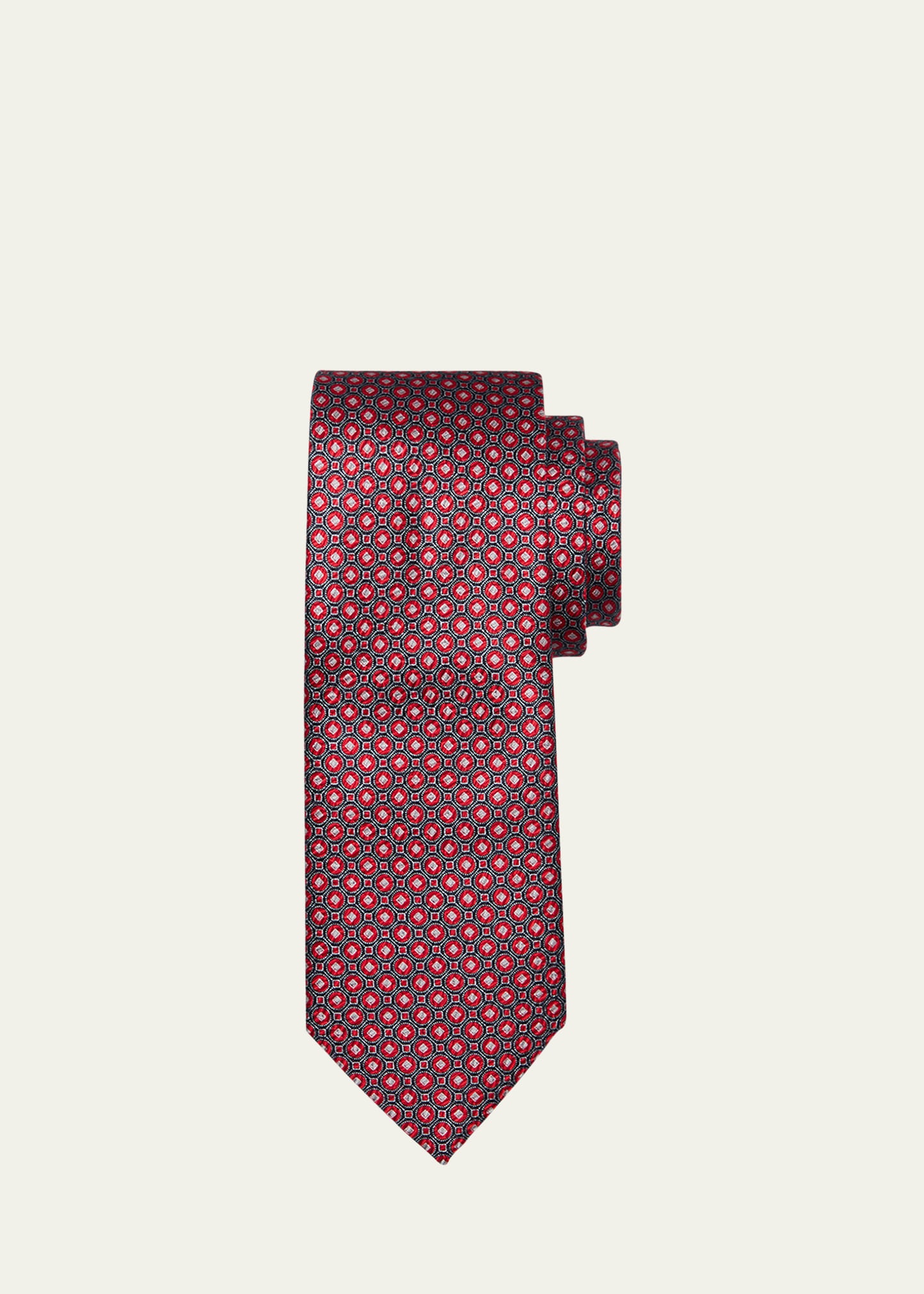 Men's Circle-Print Silk Tie - 1