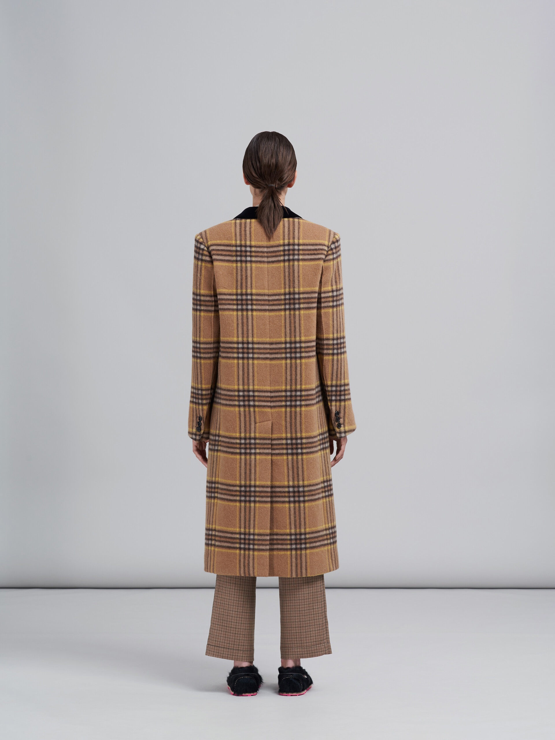 FRINGED WOOL CHECK COAT - 3