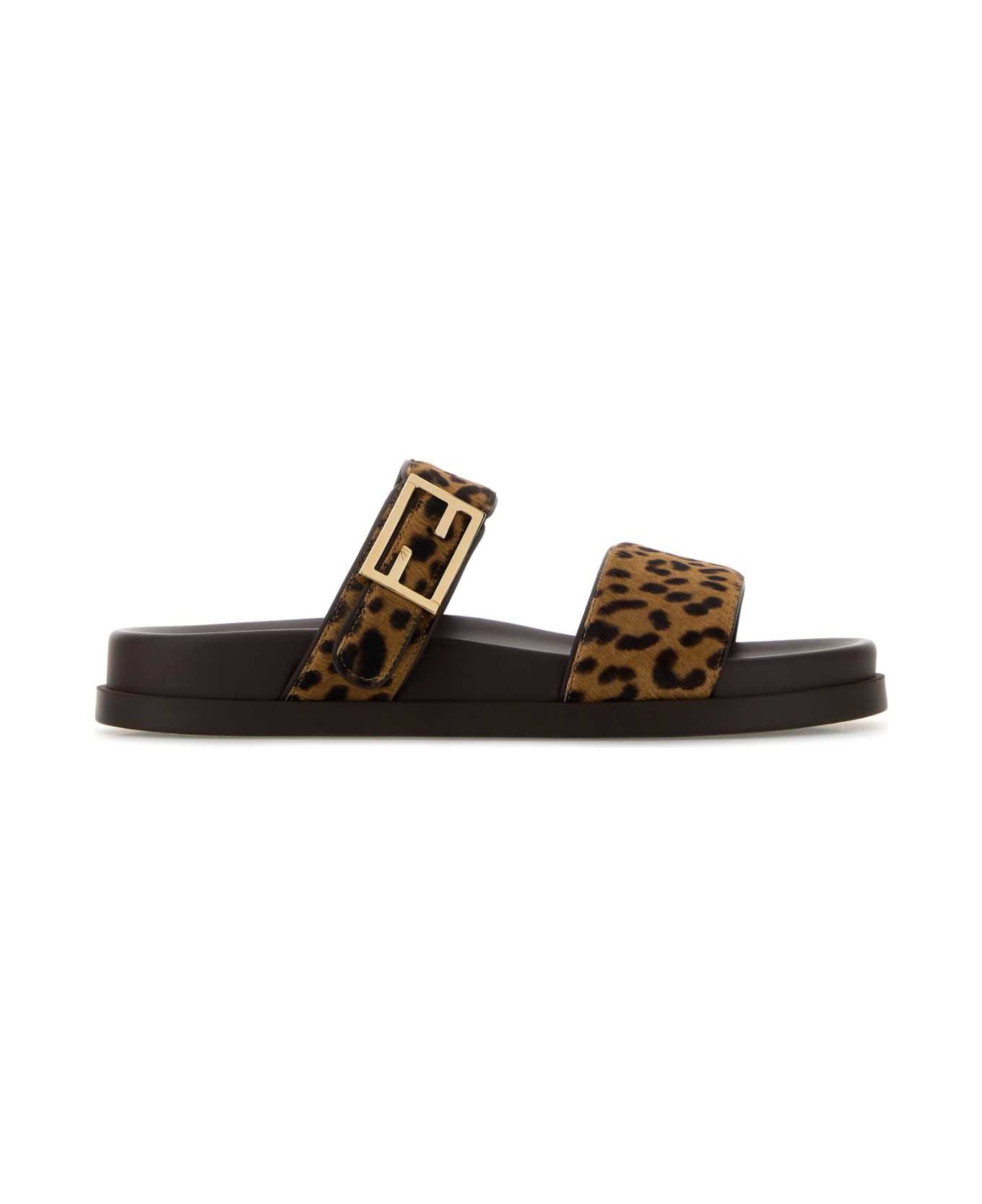 Printed Calf Hair Fendi Feel Slippers - 1