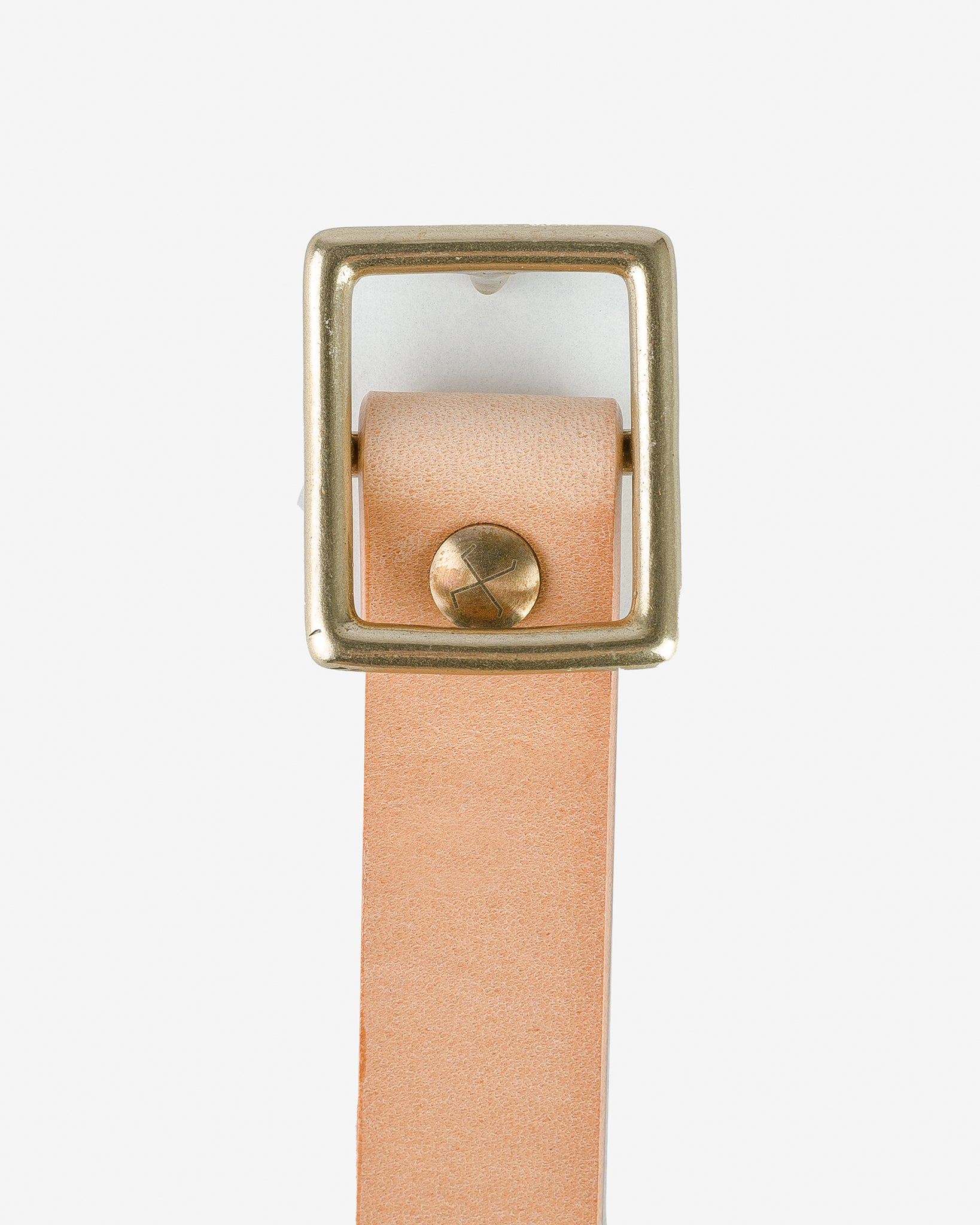 OGL-BELT-SQ-NAT OGL Square Brass ‘Prongless’ Buckle Leather Belt - Natural - 2