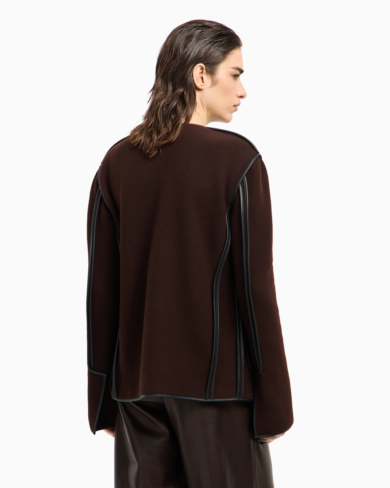 SINGLE-BREASTED JACKET IN WOOL AND CASHMERE FLEECE - 3
